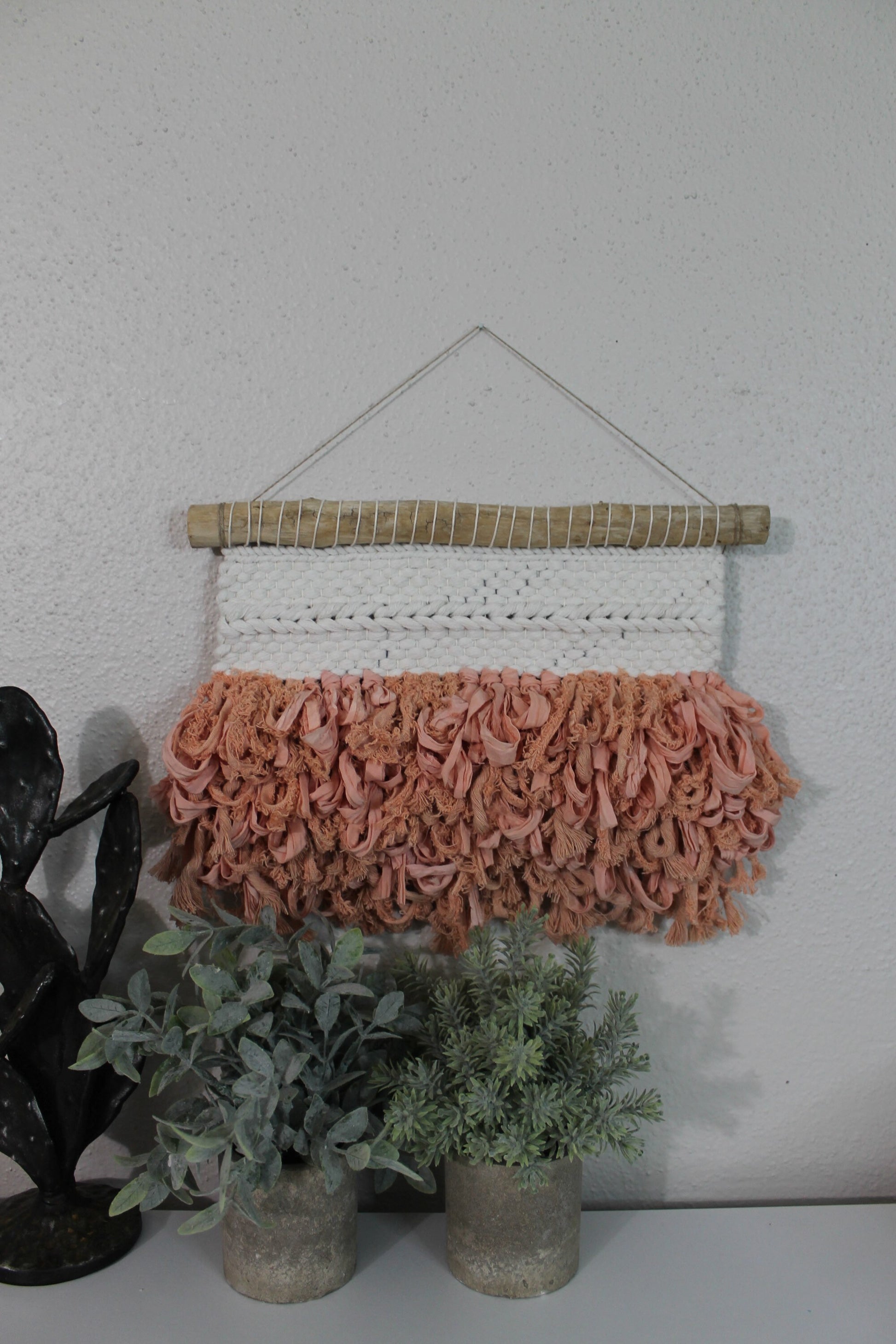 Mini peach blue woven wall hanging | wall art | weaving | woven tapestry | wall decor | wall tapestry | home decor | tapestry
