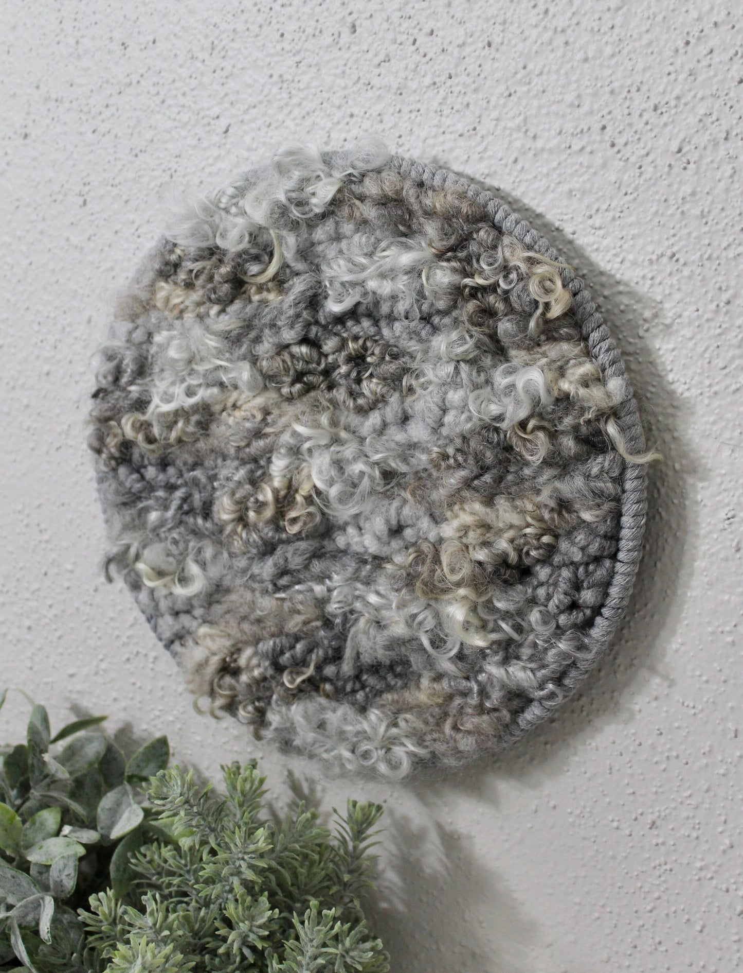 Neutral gray circle woven wall tapestry | small neutral wall hanging | wall art | weaving | woven tapestry | wall decor | home decor