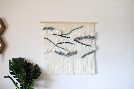 Extra-large blue woven wall tapestry | home decor | woven tapestry | wall art | boho decor | nursery decor