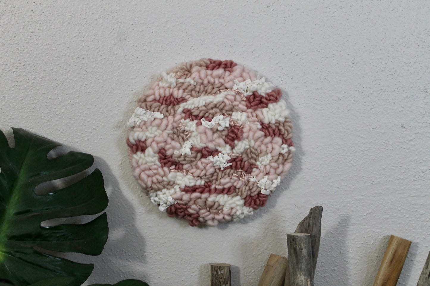 Circle pink woven wall hanging | wall art | abstract weaving | woven tapestry | wall decor | wall tapestry | home decor | tapestry