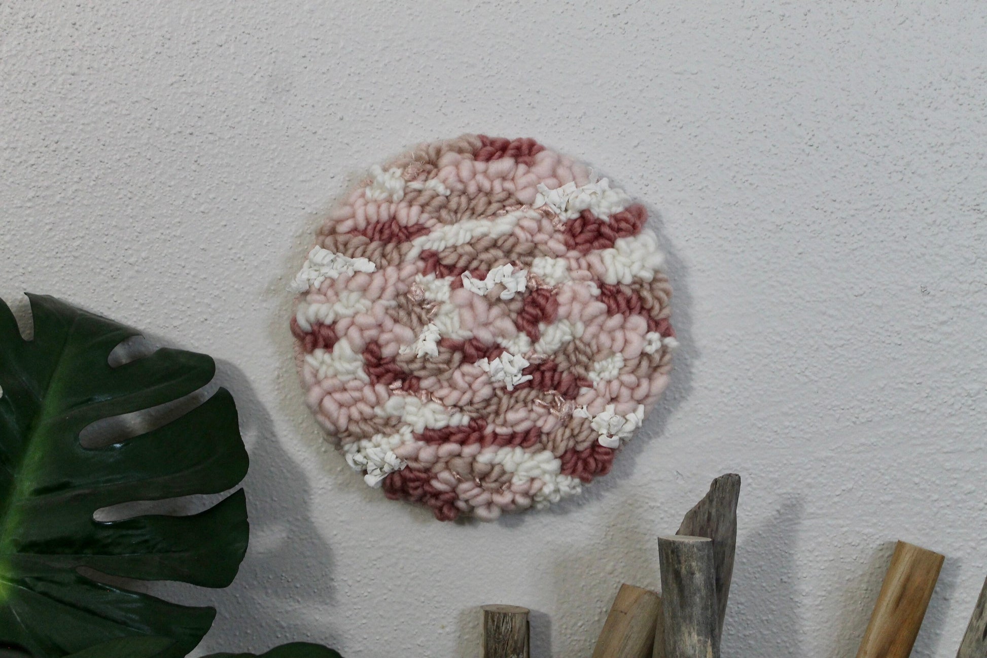 Circle pink woven wall hanging | wall art | abstract weaving | woven tapestry | wall decor | wall tapestry | home decor | tapestry