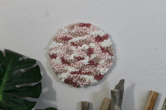 Circle pink woven wall hanging | wall art | abstract weaving | woven tapestry | wall decor | wall tapestry | home decor | tapestry