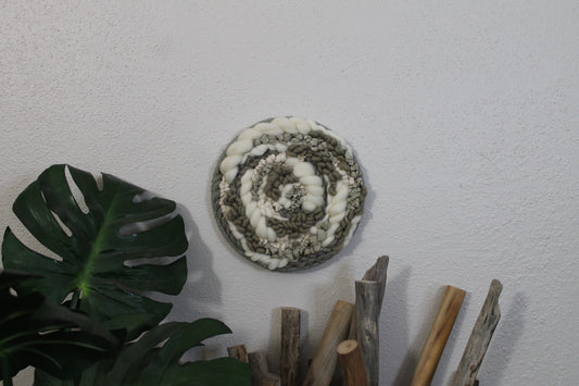 Green round woven wall hanging | wall art | weaving | woven tapestry | wall decor | wall tapestry | home decor | tapestry