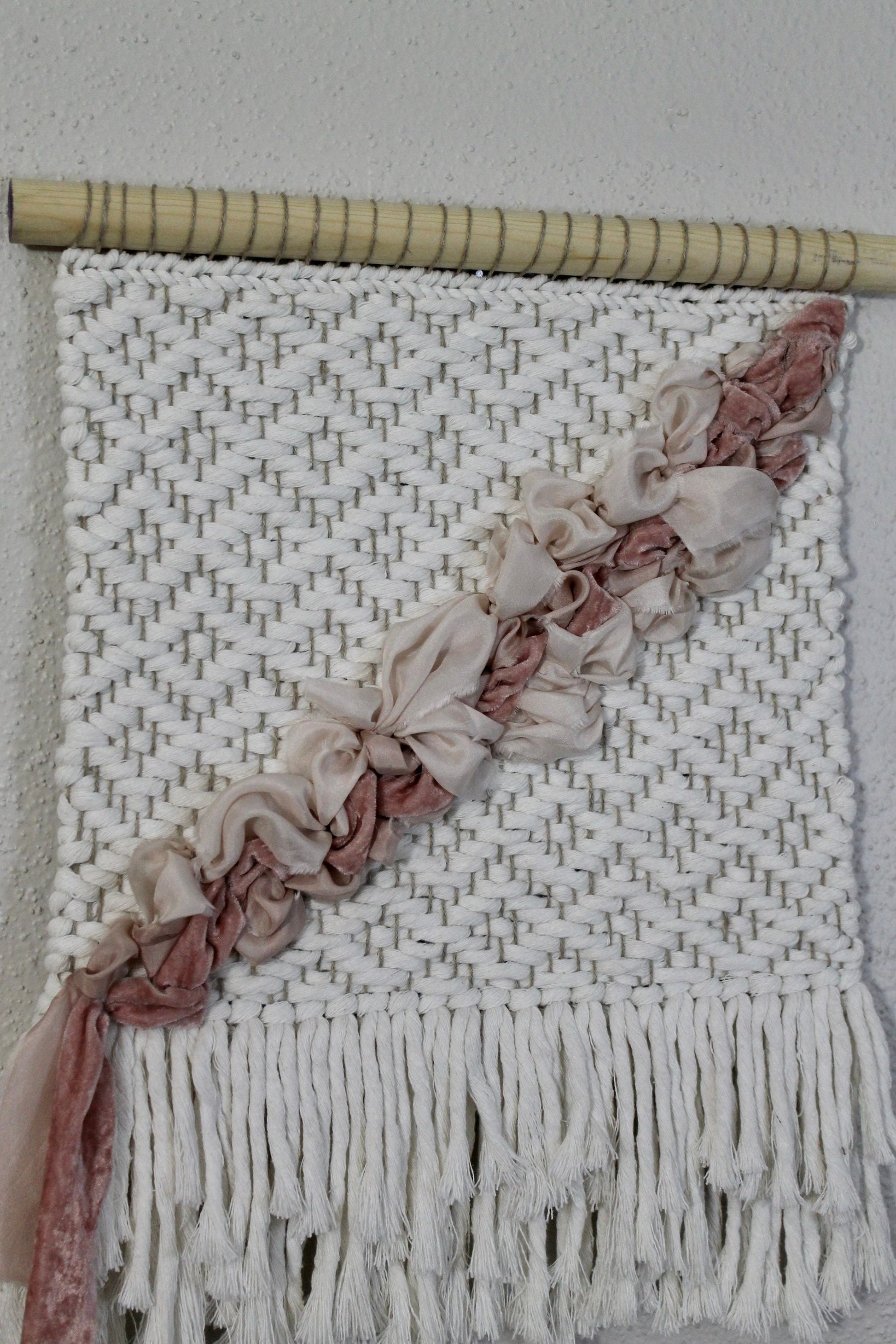 Pink silk woven wall hanging | wall art | weaving | woven tapestry | wall decor | wall tapestry | home decor | textile art