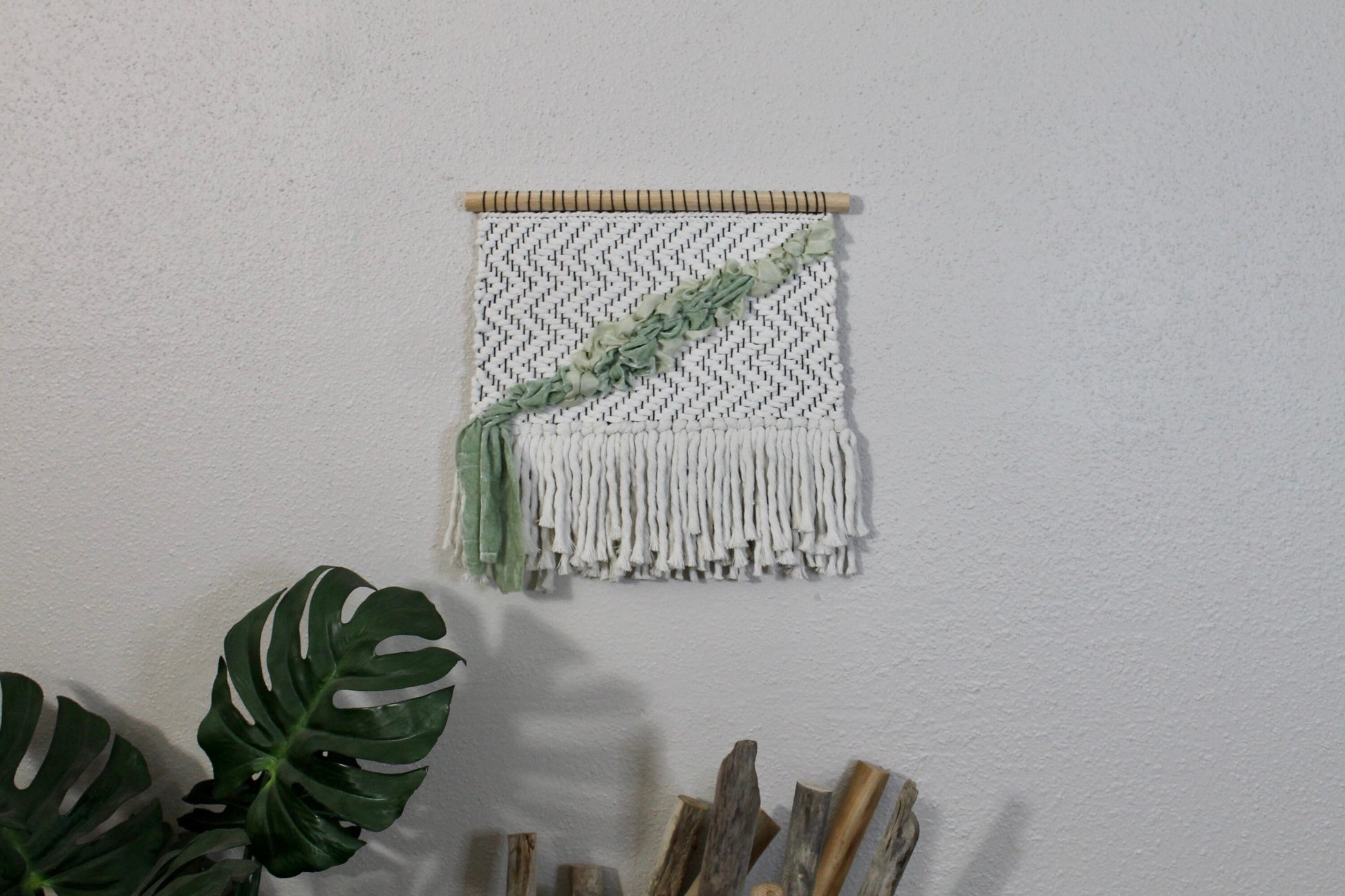 Green velvet woven wall hanging | wall art | weaving | woven tapestry | wall decor | wall tapestry | home decor | tapestry