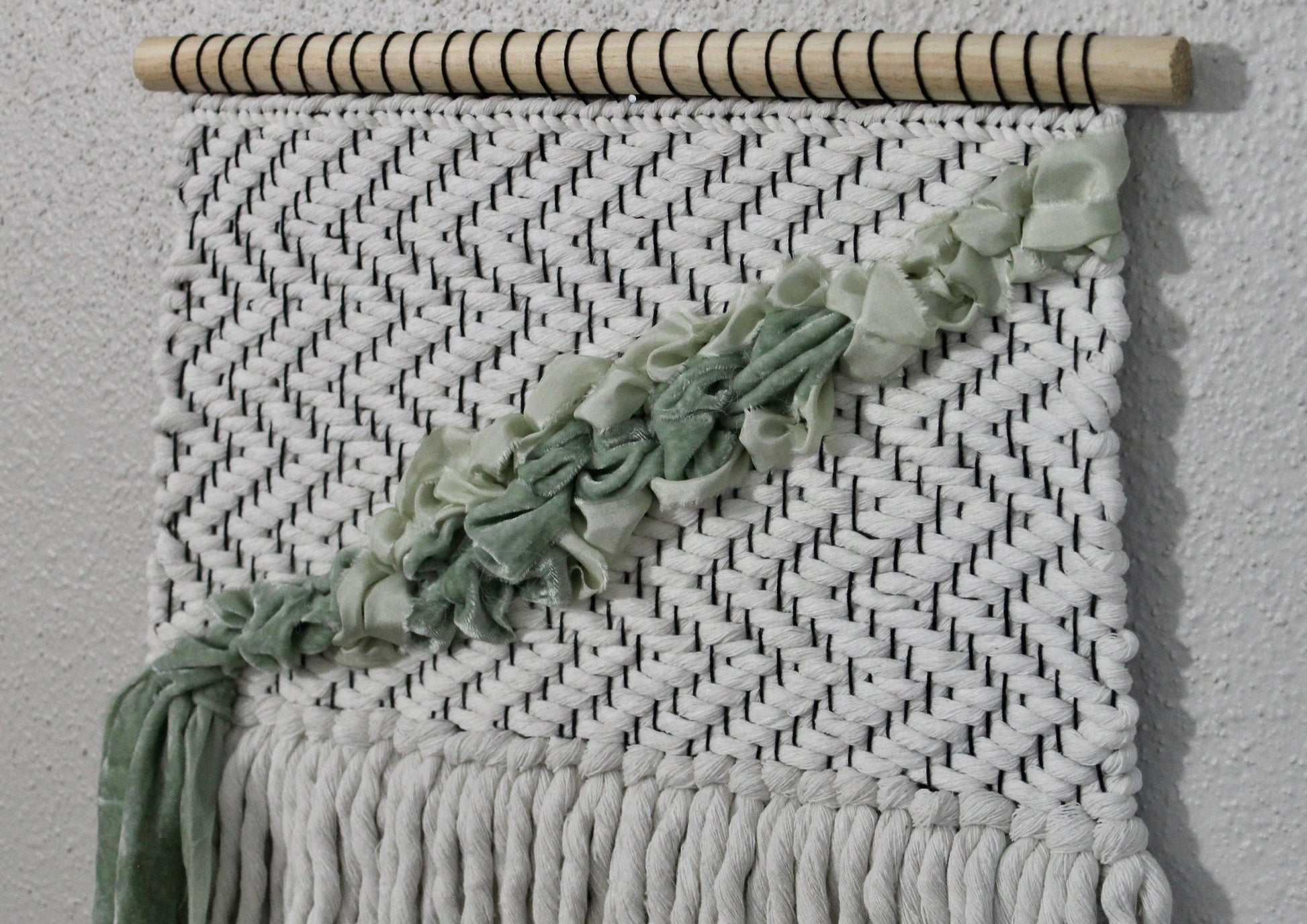 Green velvet woven wall hanging | wall art | weaving | woven tapestry | wall decor | wall tapestry | home decor | tapestry