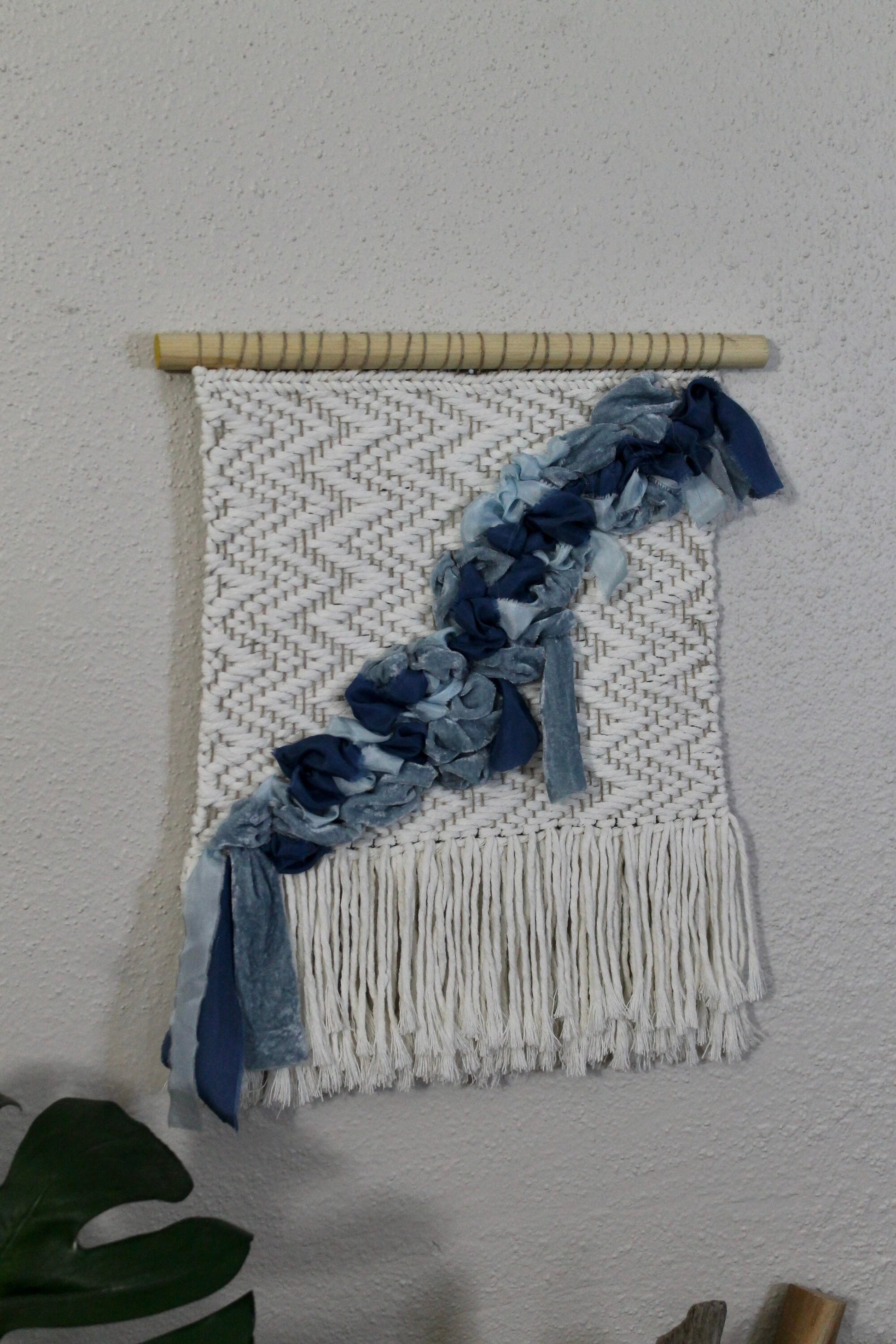 Blue silk woven wall hanging | wall art | weaving | woven tapestry | wall decor | wall tapestry | home decor | tapestry