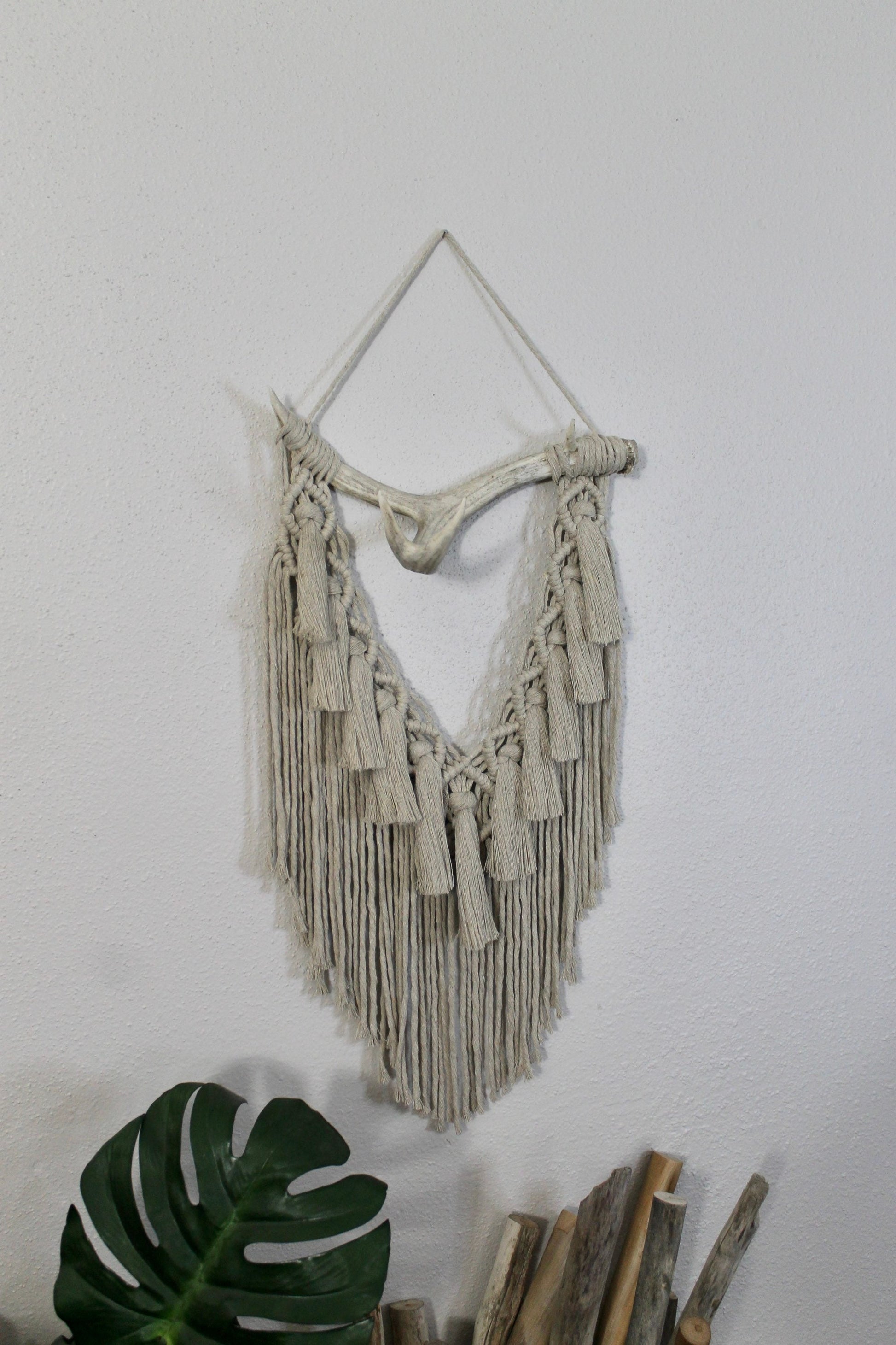 Deer antler macrame wall hanging | genuine deer antler | wall art | boho | wall decor | wall tapestry | home decor