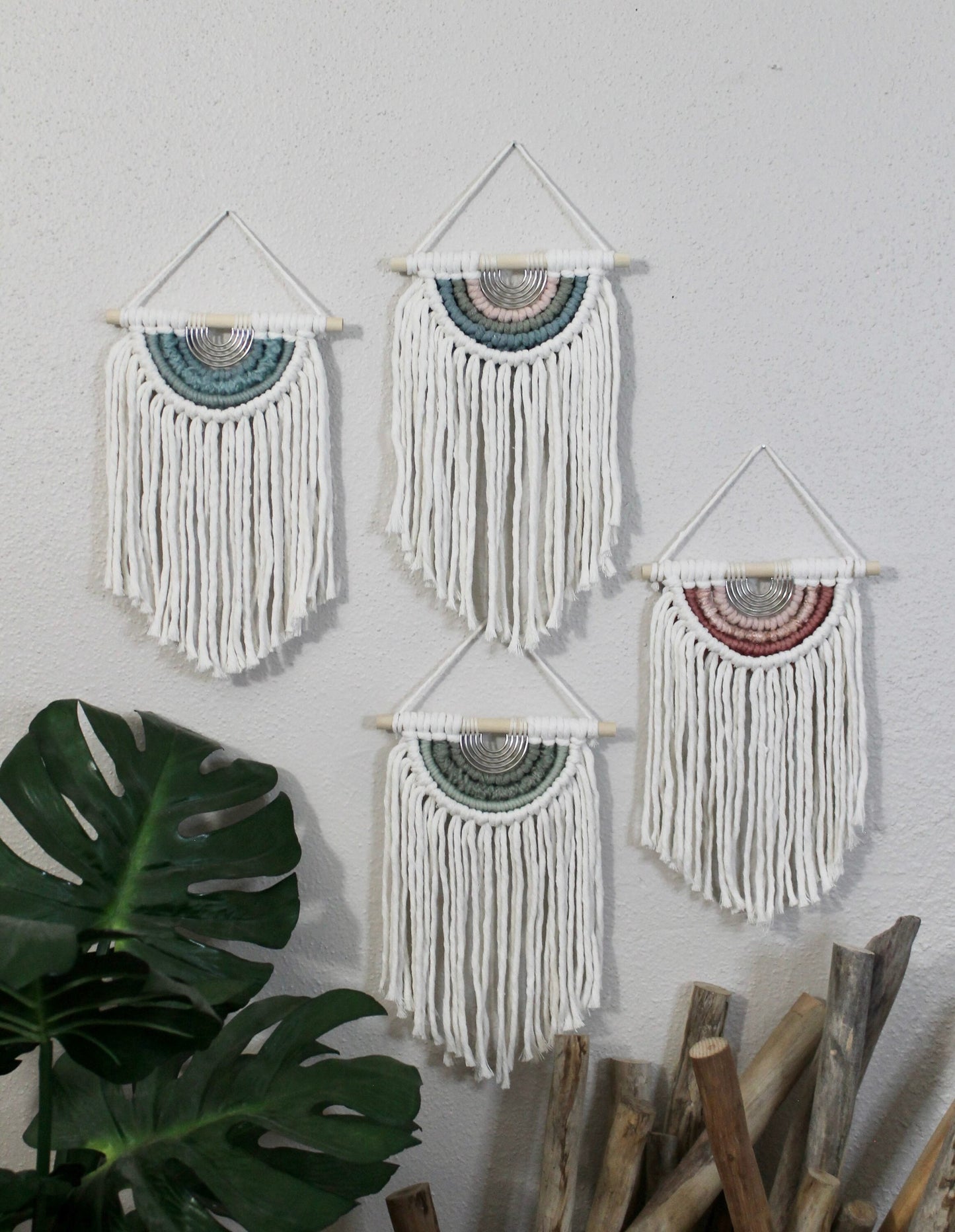 Mini half circle macrame with metal accent | macrame wall hanging | wall art | boho | wall decor | wall tapestry | home decor