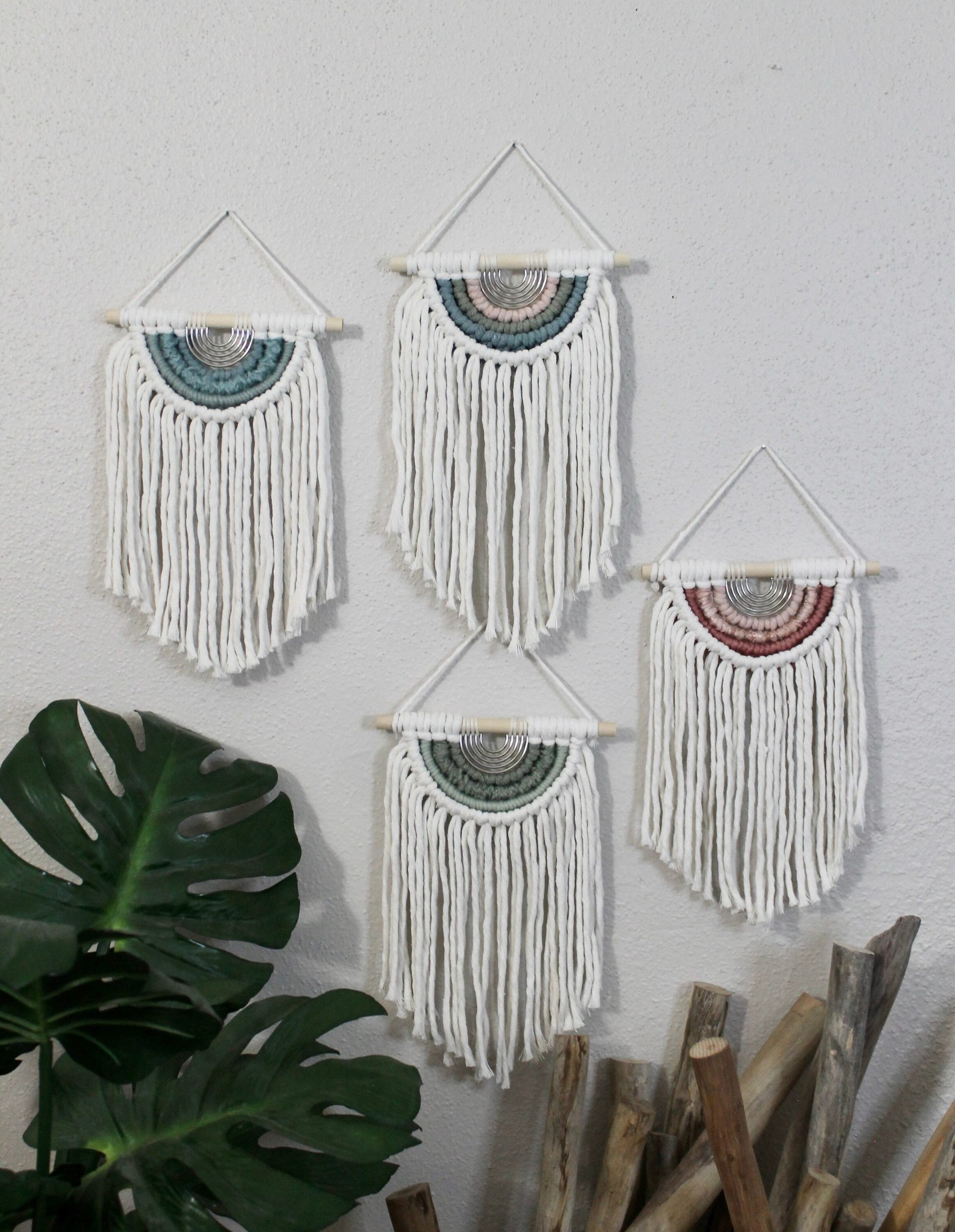 Mini half circle macrame with metal accent | macrame wall hanging | wall art | boho | wall decor | wall tapestry | home decor