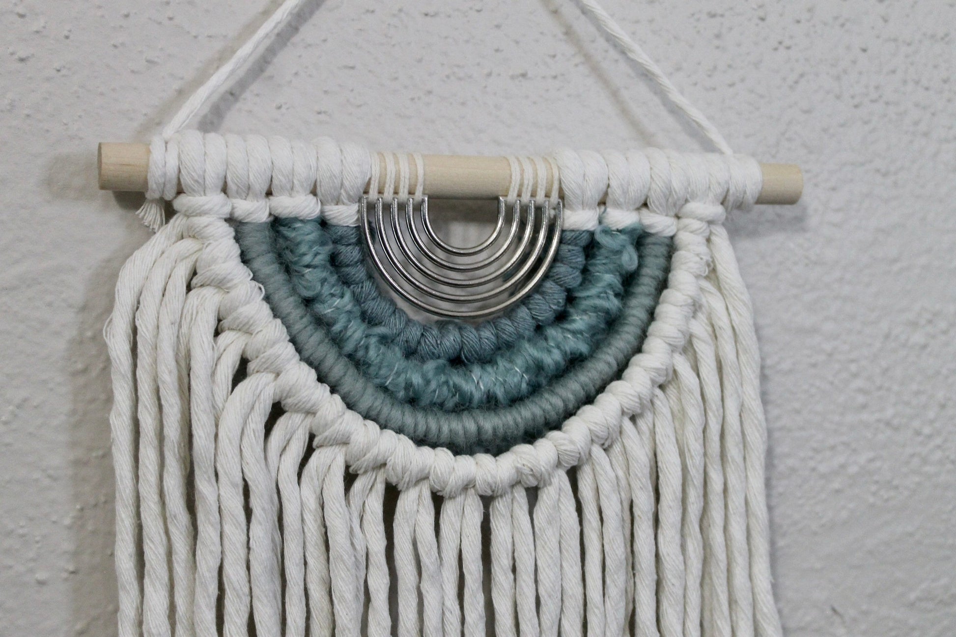 Mini half circle macrame with metal accent | macrame wall hanging | wall art | boho | wall decor | wall tapestry | home decor