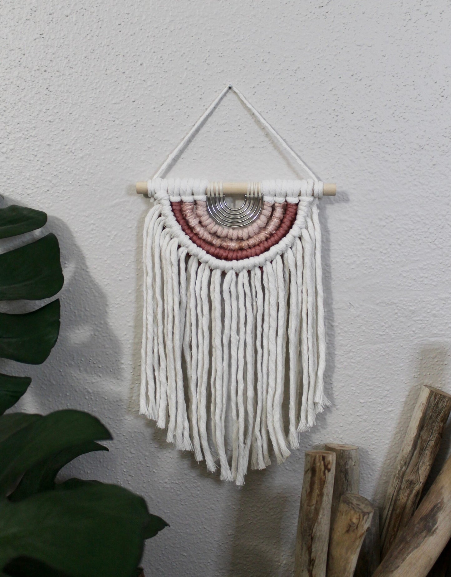 Mini half circle macrame with metal accent | macrame wall hanging | wall art | boho | wall decor | wall tapestry | home decor