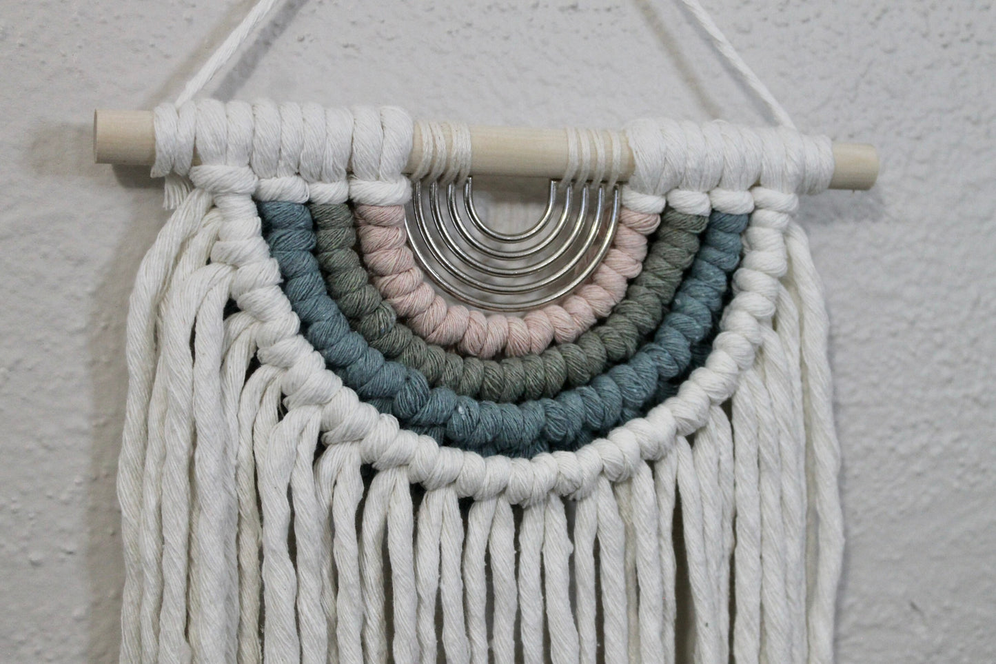 Mini half circle macrame with metal accent | macrame wall hanging | wall art | boho | wall decor | wall tapestry | home decor