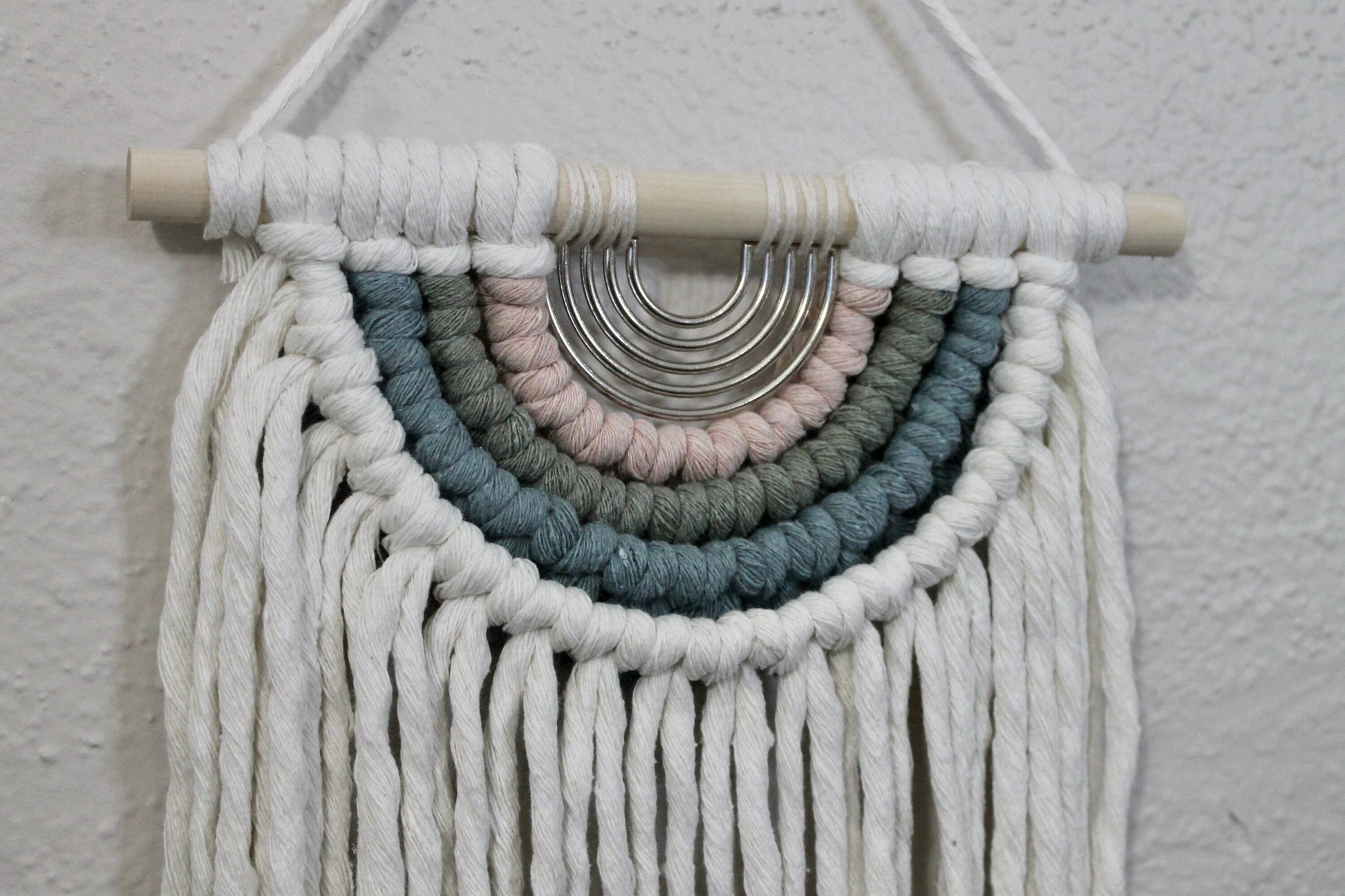 Mini half circle macrame with metal accent | macrame wall hanging | wall art | boho | wall decor | wall tapestry | home decor