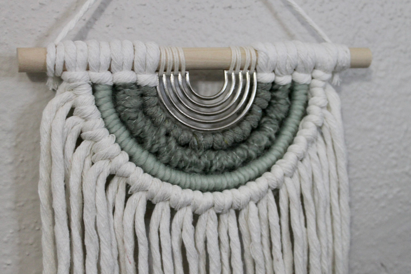 Mini half circle macrame with metal accent | macrame wall hanging | wall art | boho | wall decor | wall tapestry | home decor
