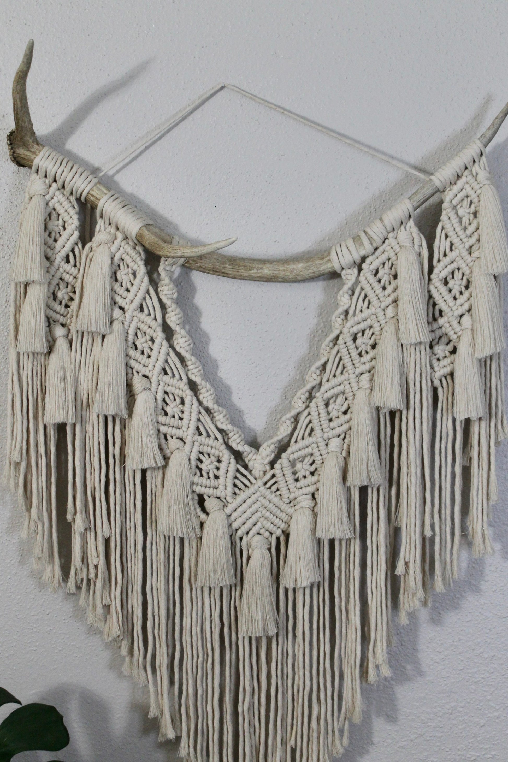 Elk antler macrame wall hanging | wall art | boho | genuine elk antler | wall decor | wall tapestry | home decor