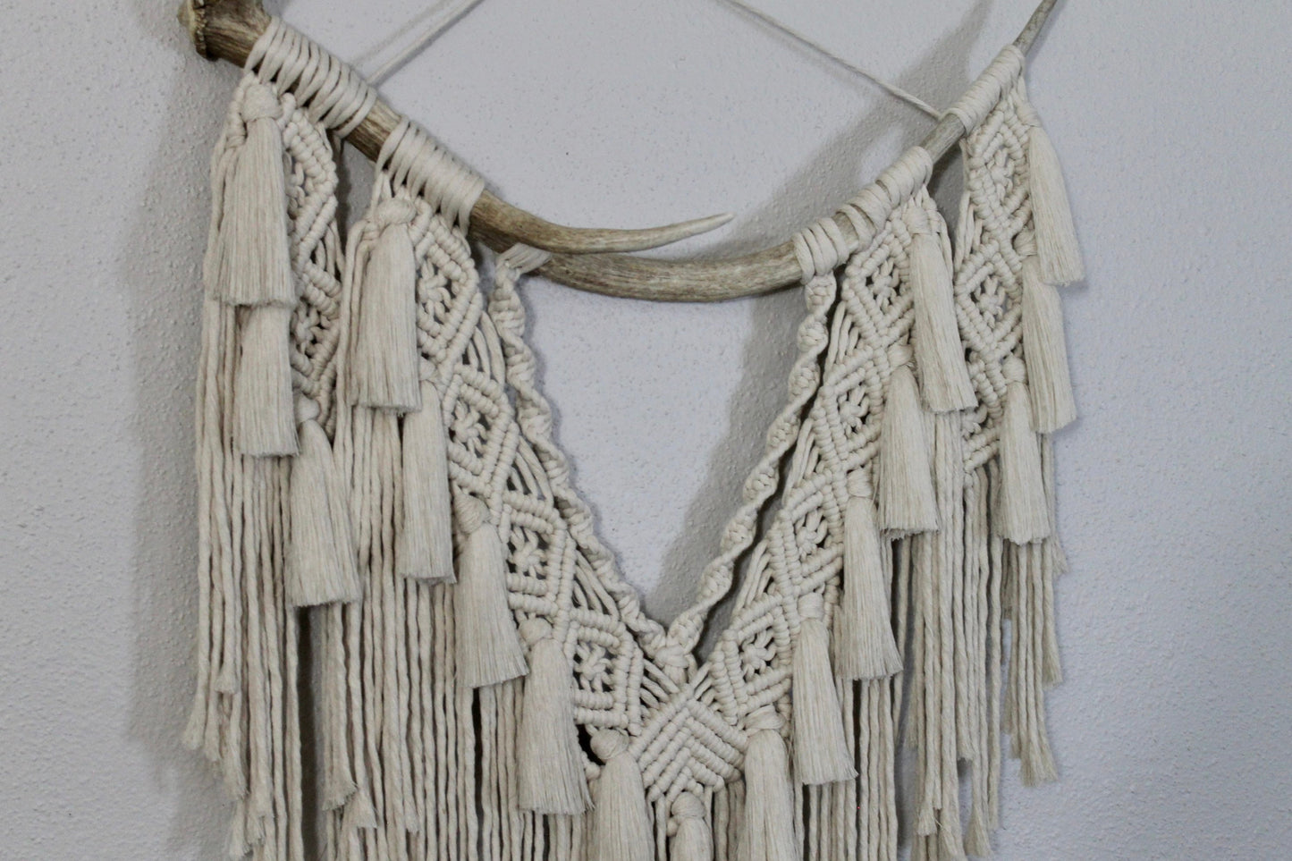 Elk antler macrame wall hanging | wall art | boho | genuine elk antler | wall decor | wall tapestry | home decor
