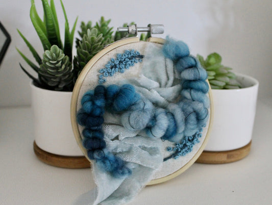 Mini blue embroidery | embroidery hoop | foil embroidery | diy | gift idea | flower embroidery