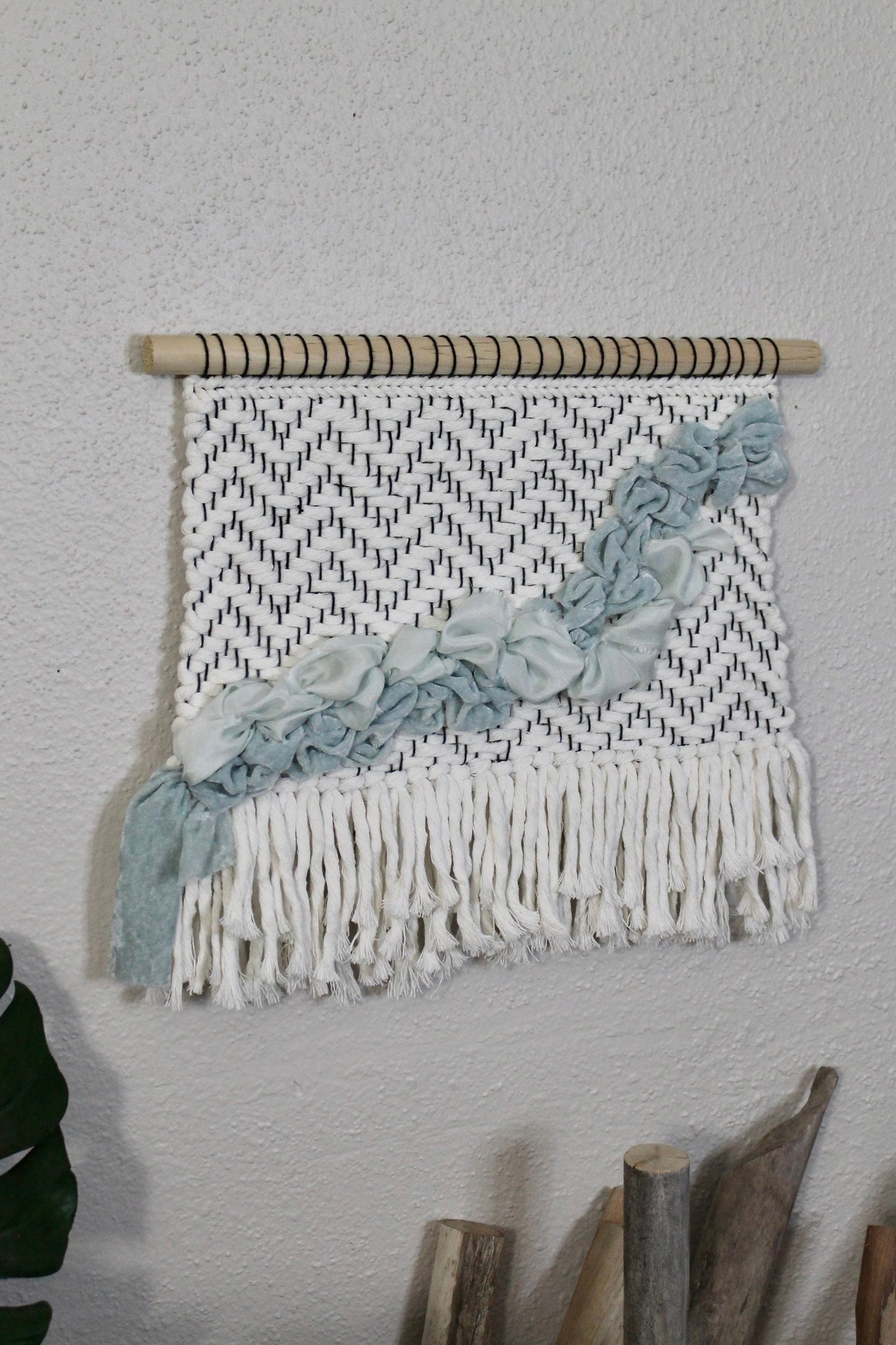 Blue silk woven wall hanging | wall art | weaving | woven tapestry | wall decor | wall tapestry | home decor | tapestry