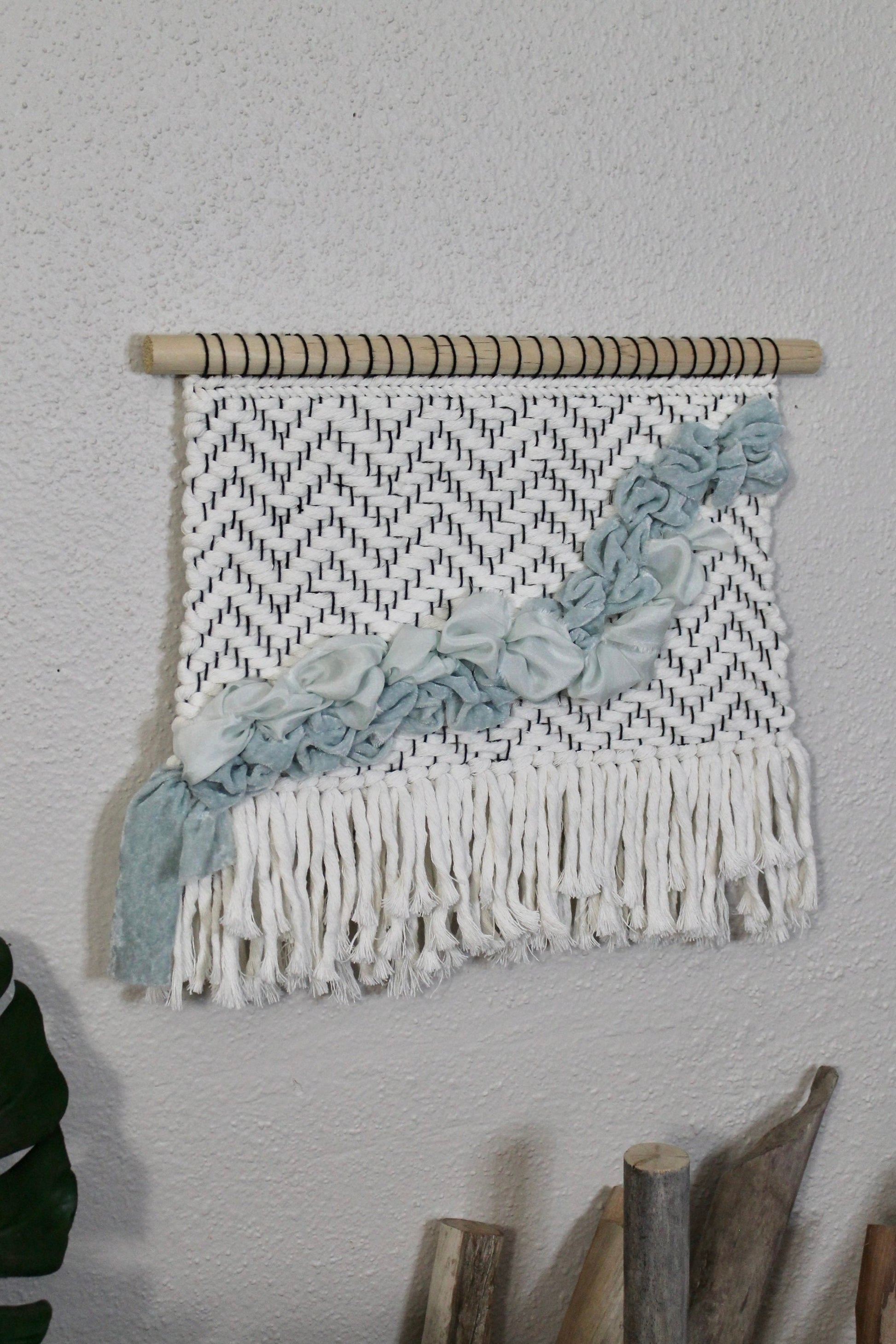 Blue silk woven wall hanging | wall art | weaving | woven tapestry | wall decor | wall tapestry | home decor | tapestry