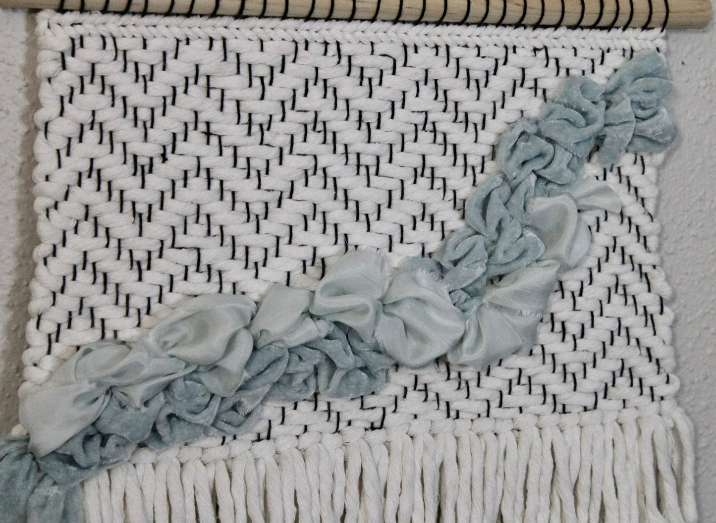 Blue silk woven wall hanging | wall art | weaving | woven tapestry | wall decor | wall tapestry | home decor | tapestry