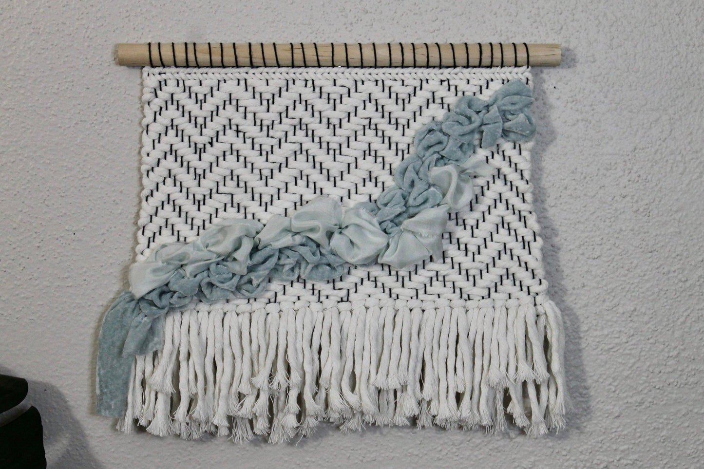 Blue silk woven wall hanging | wall art | weaving | woven tapestry | wall decor | wall tapestry | home decor | tapestry