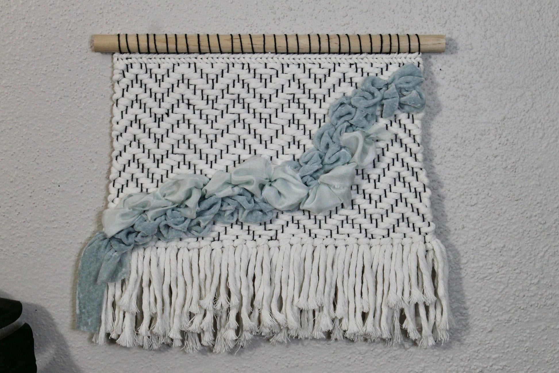 Blue silk woven wall hanging | wall art | weaving | woven tapestry | wall decor | wall tapestry | home decor | tapestry