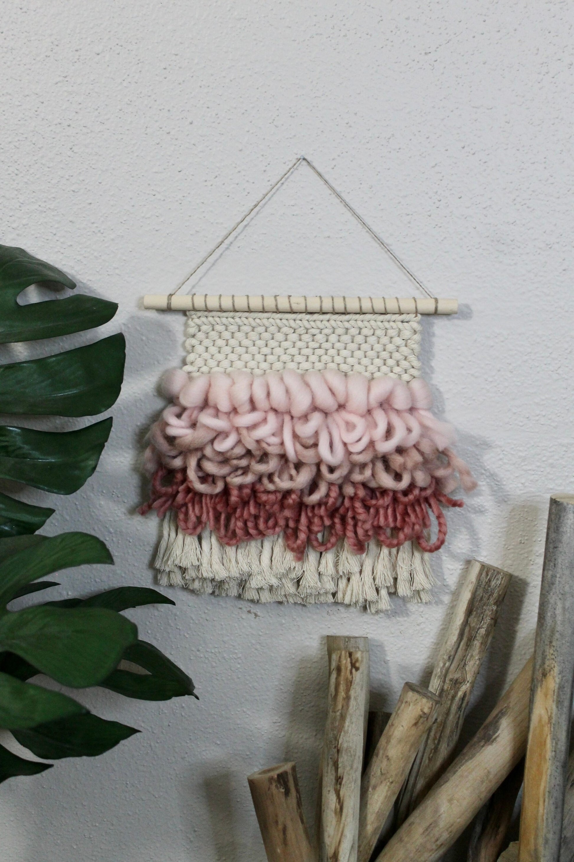 Mini pink woven wall hanging | wall art | weaving | woven tapestry | wall decor | wall tapestry | home decor | tapestry
