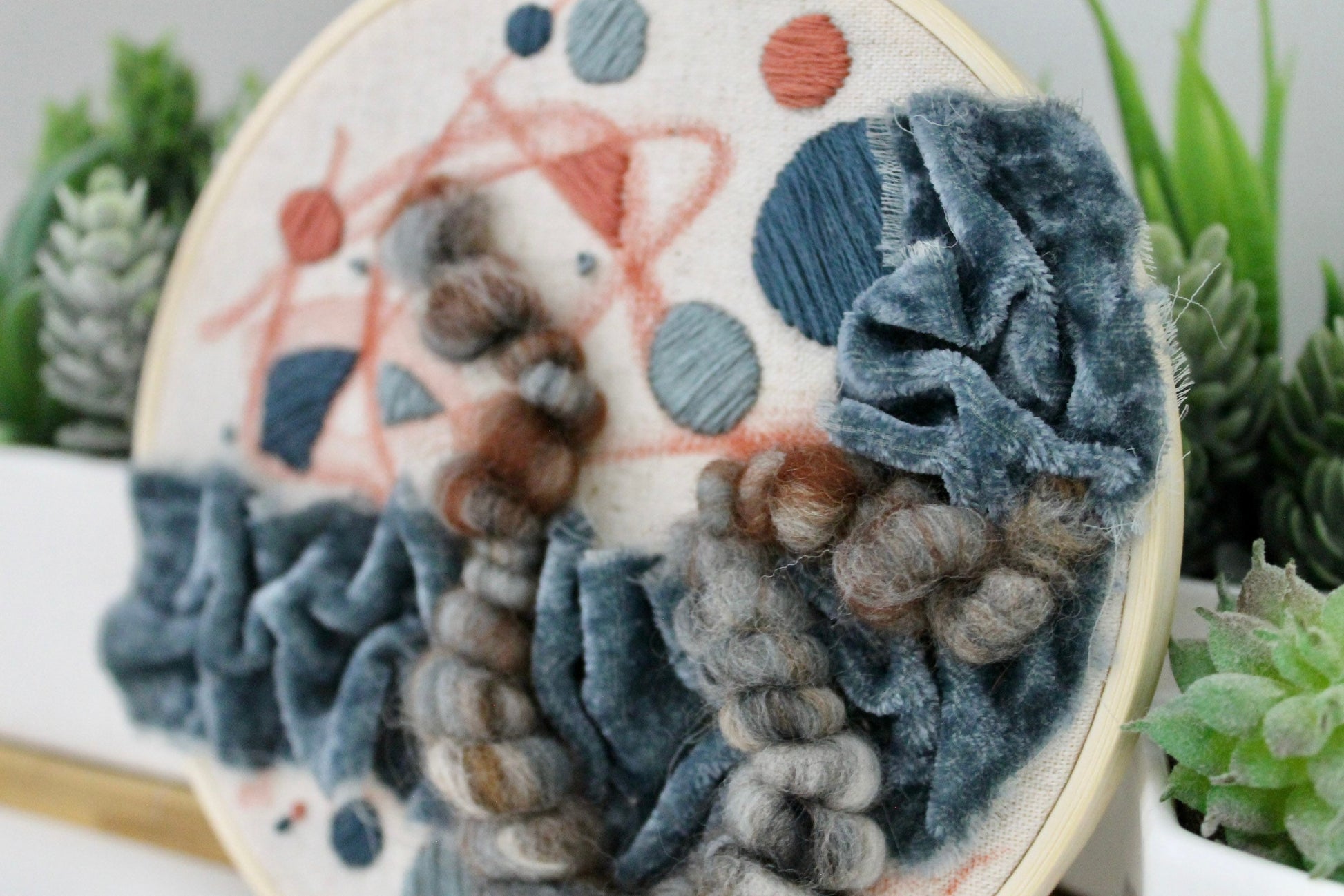 Abstract shapes embroidery | abstract | embroidery hoop | foil embroidery | diy | gift idea | flower