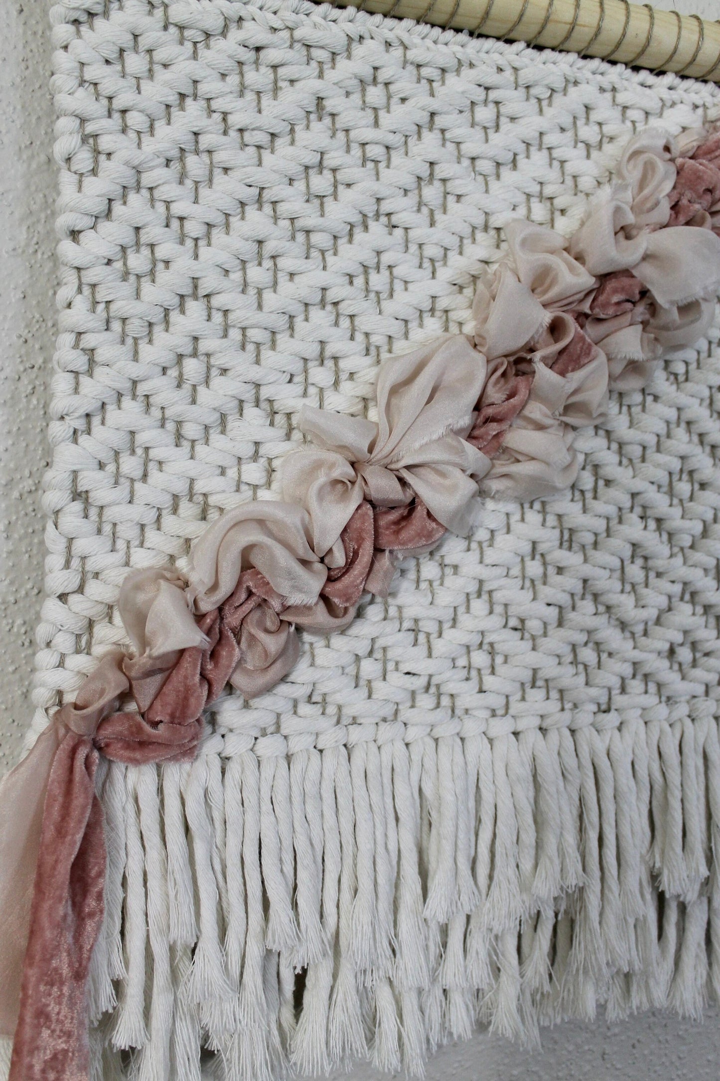 Pink silk woven wall hanging | wall art | weaving | woven tapestry | wall decor | wall tapestry | home decor | textile art