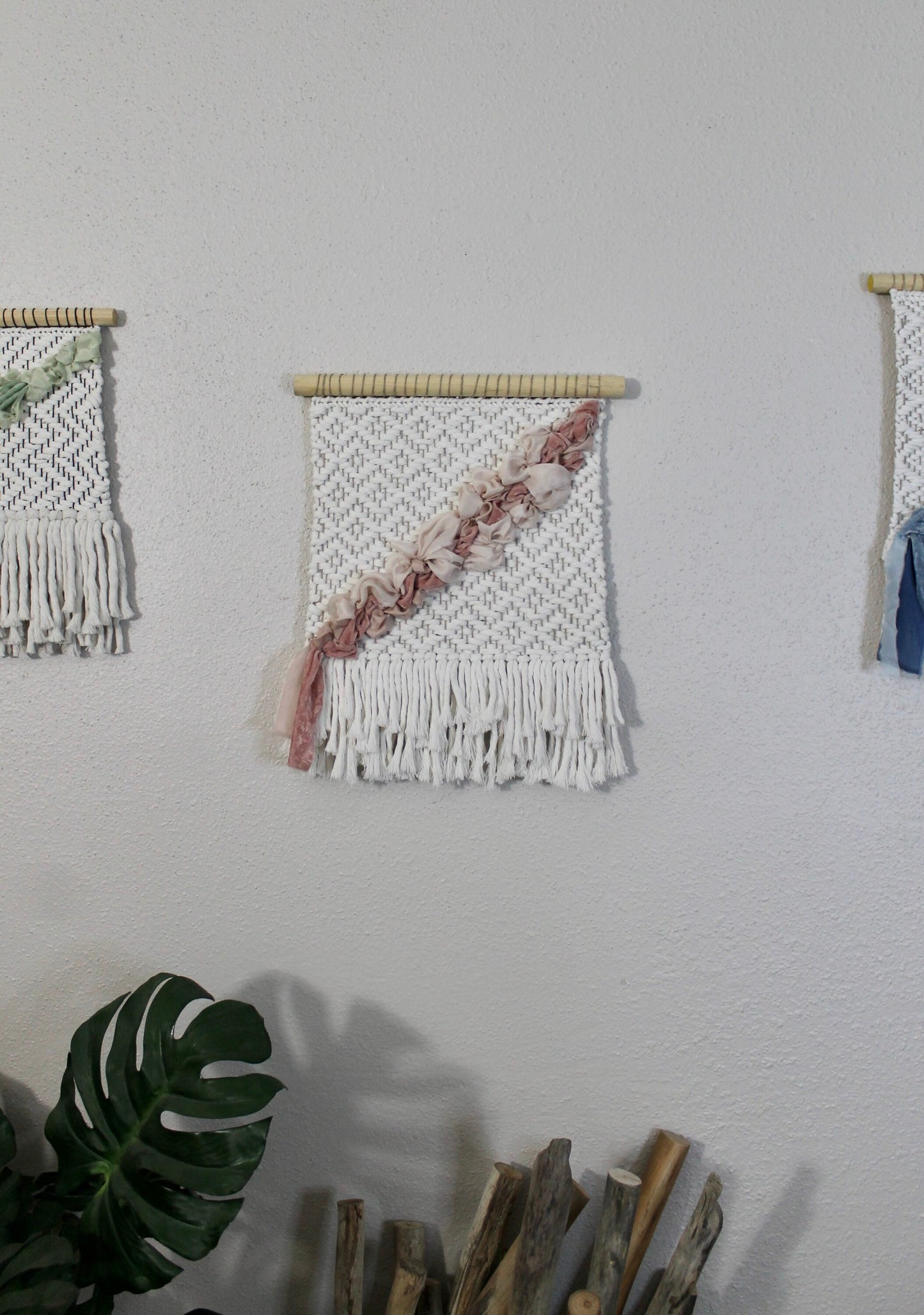 Pink silk woven wall hanging | wall art | weaving | woven tapestry | wall decor | wall tapestry | home decor | textile art