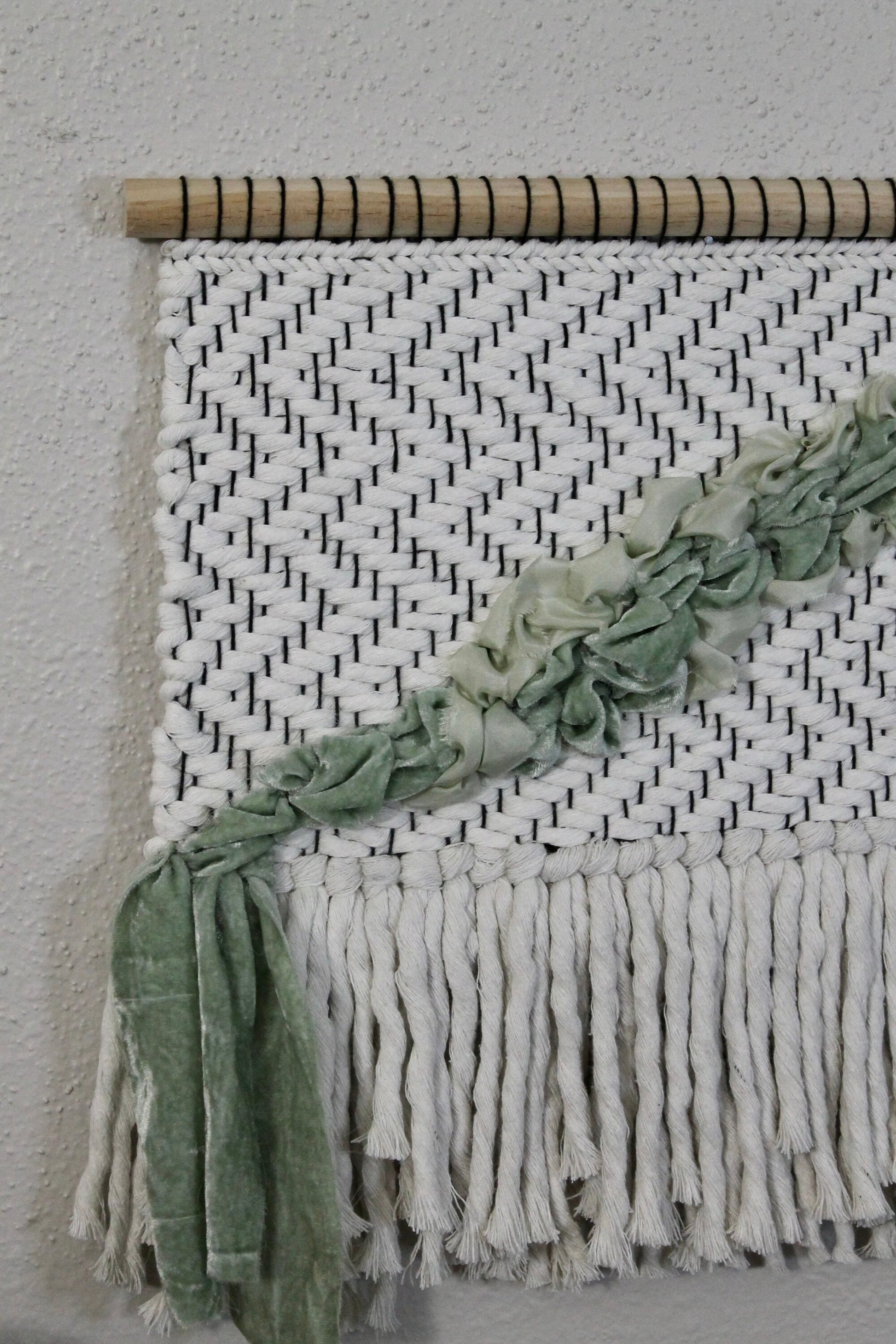 Green velvet woven wall hanging | wall art | weaving | woven tapestry | wall decor | wall tapestry | home decor | tapestry