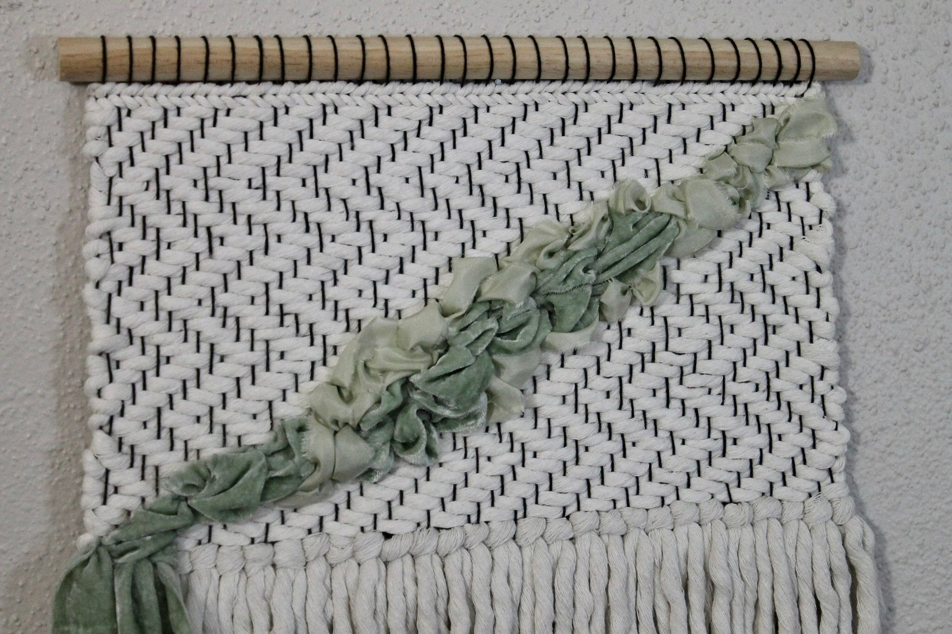 Green velvet woven wall hanging | wall art | weaving | woven tapestry | wall decor | wall tapestry | home decor | tapestry