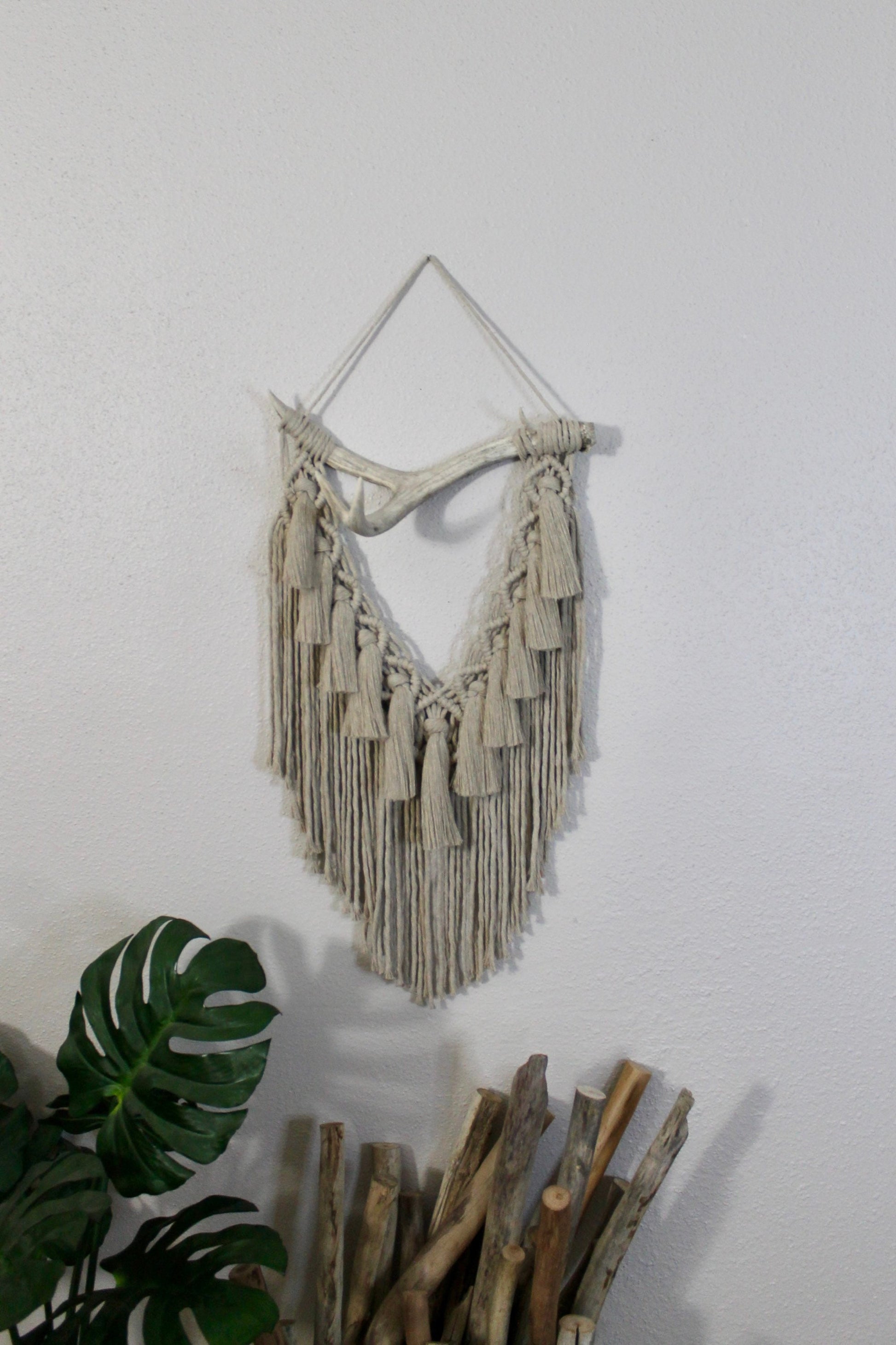 Deer antler macrame wall hanging | genuine deer antler | wall art | boho | wall decor | wall tapestry | home decor