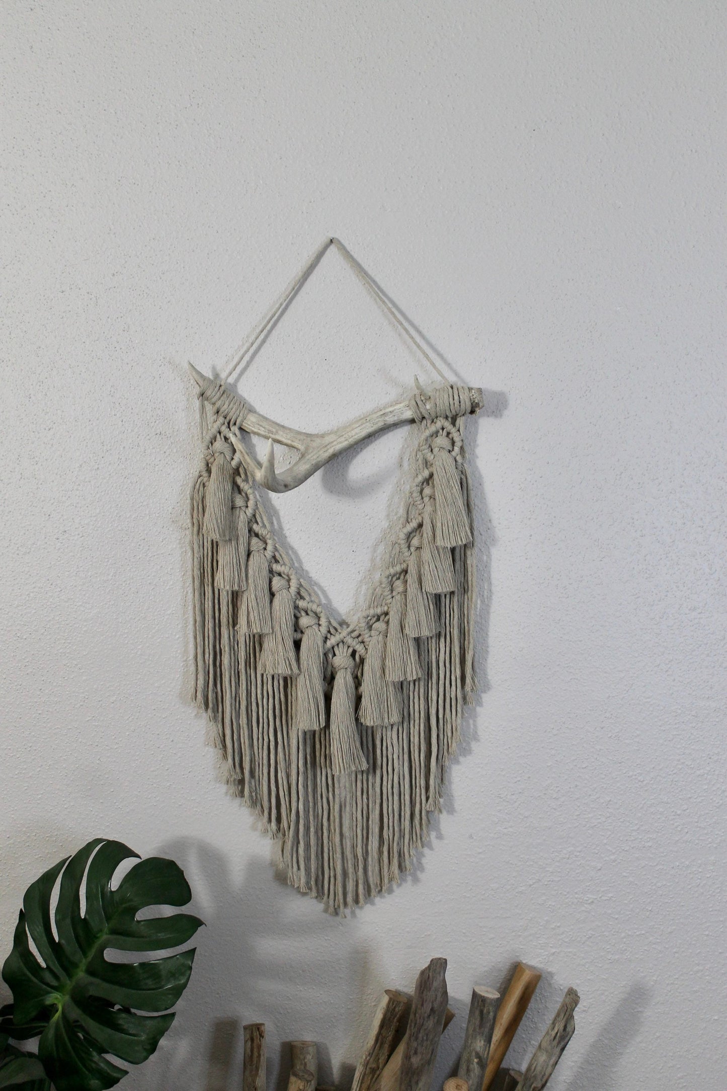 Deer antler macrame wall hanging | genuine deer antler | wall art | boho | wall decor | wall tapestry | home decor