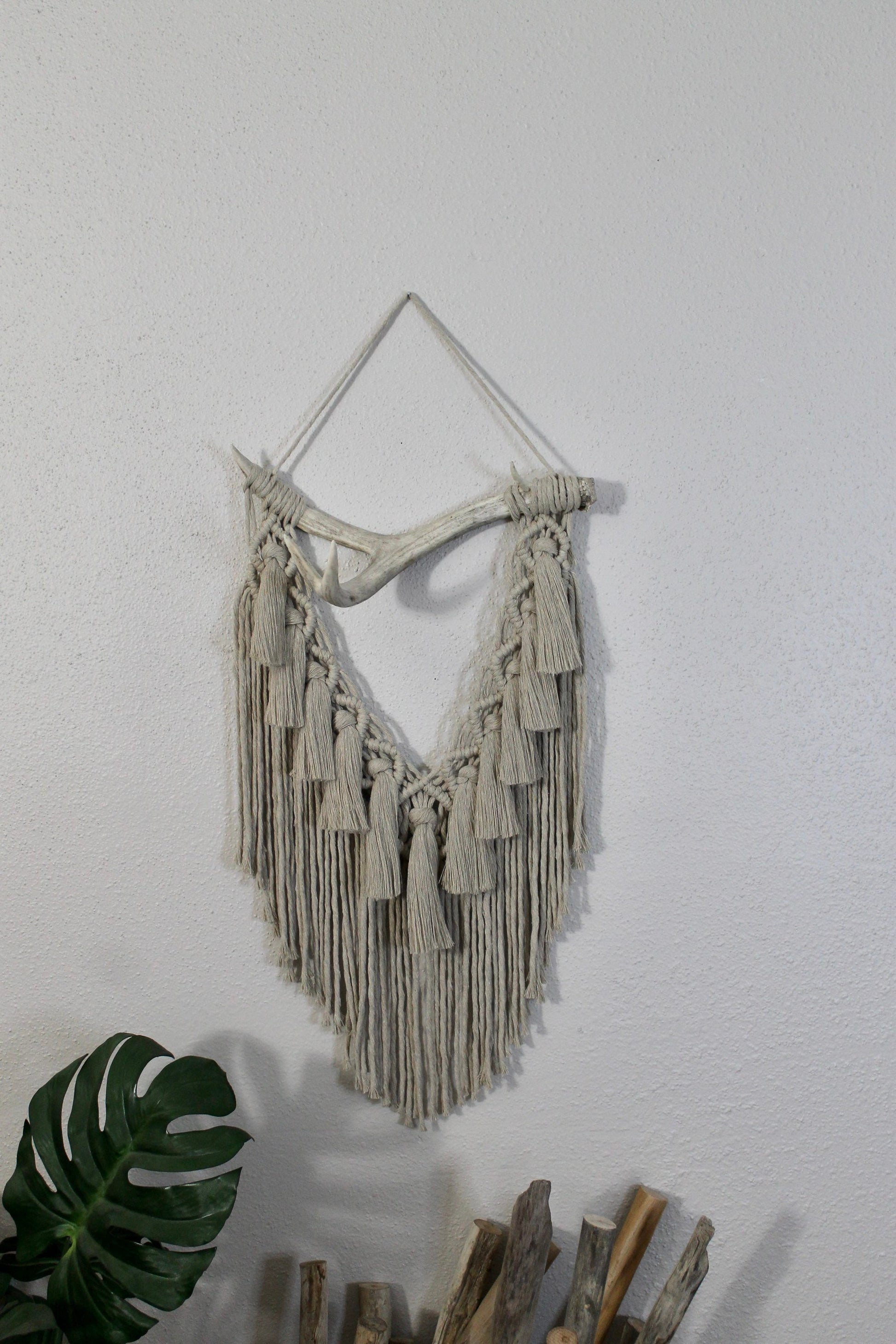 Deer antler macrame wall hanging | genuine deer antler | wall art | boho | wall decor | wall tapestry | home decor