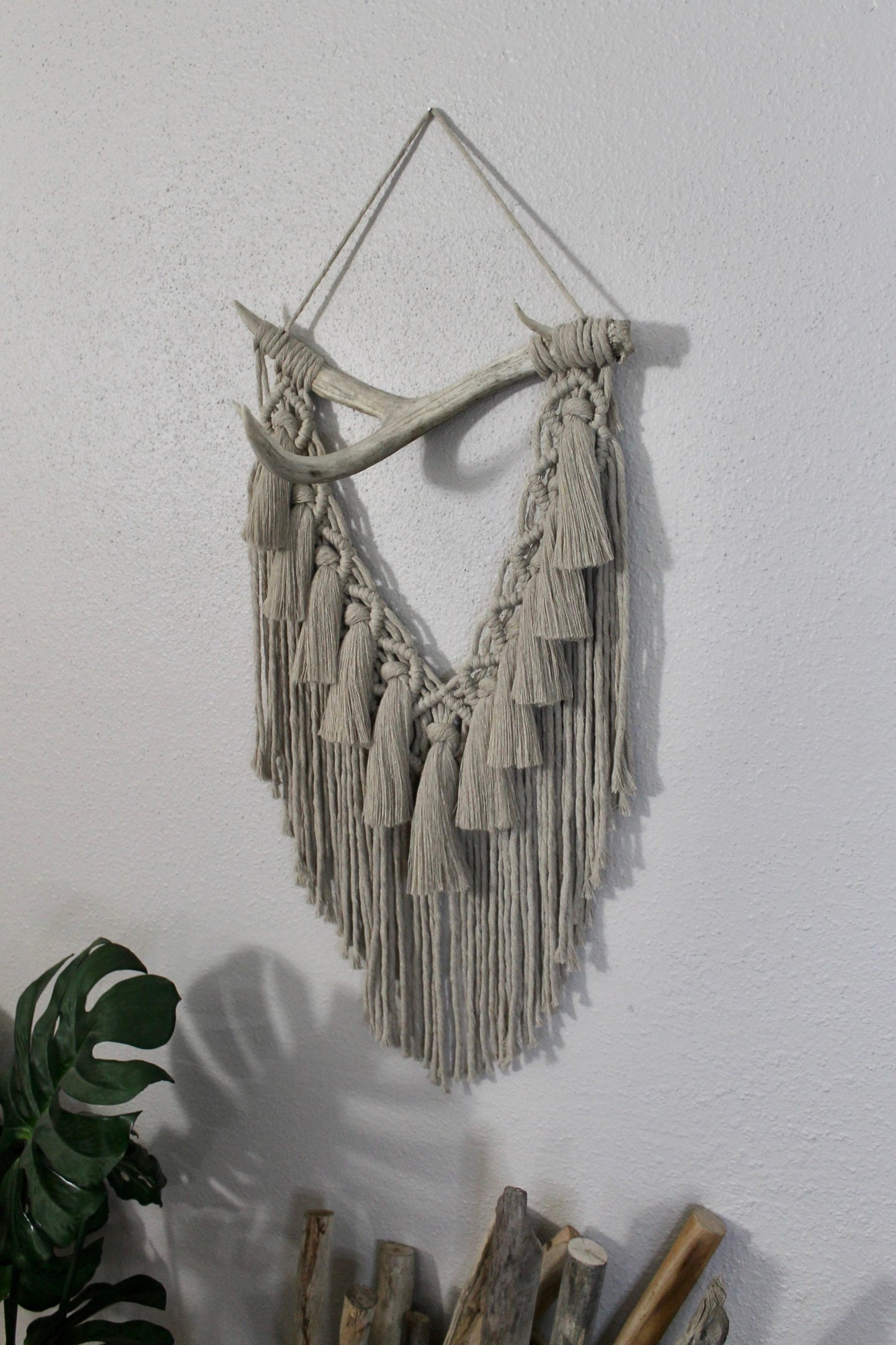 Deer antler macrame wall hanging | genuine deer antler | wall art | boho | wall decor | wall tapestry | home decor
