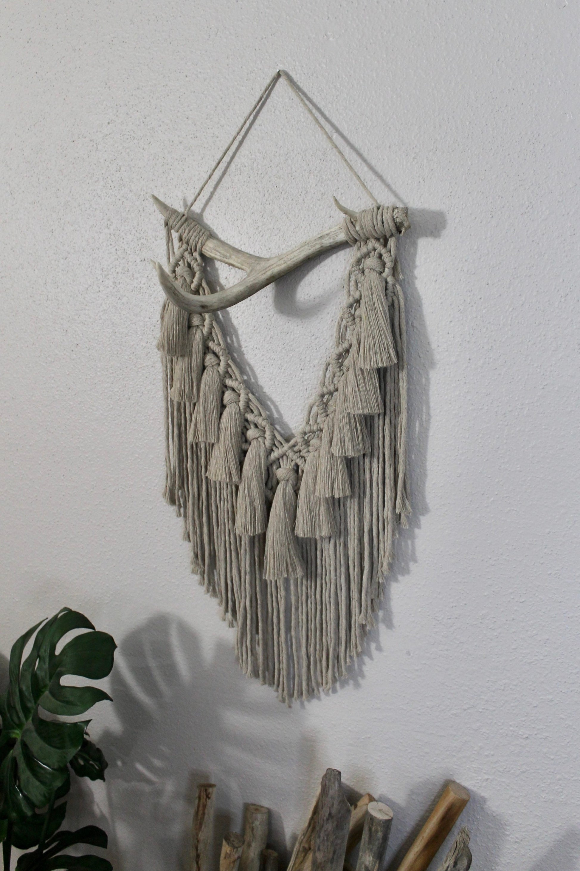 Deer antler macrame wall hanging | genuine deer antler | wall art | boho | wall decor | wall tapestry | home decor