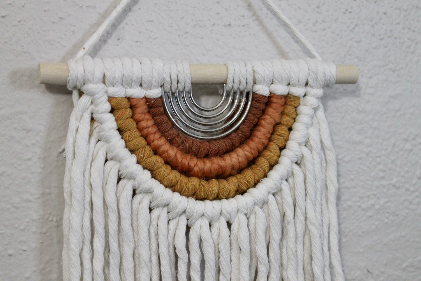 Mini half circle macrame with metal accent | macrame wall hanging | wall art | boho | wall decor | wall tapestry | home decor