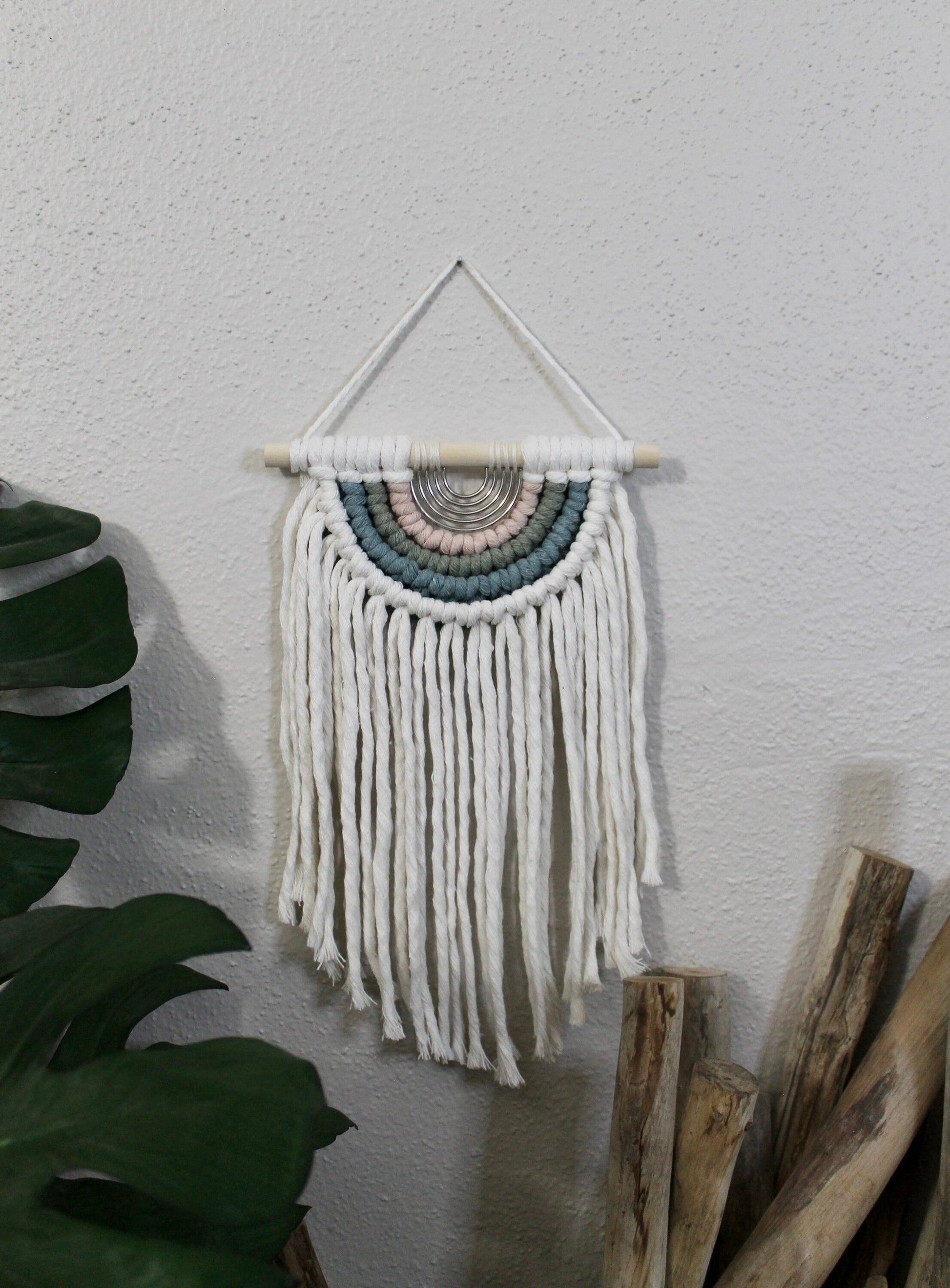 Mini half circle macrame with metal accent | macrame wall hanging | wall art | boho | wall decor | wall tapestry | home decor