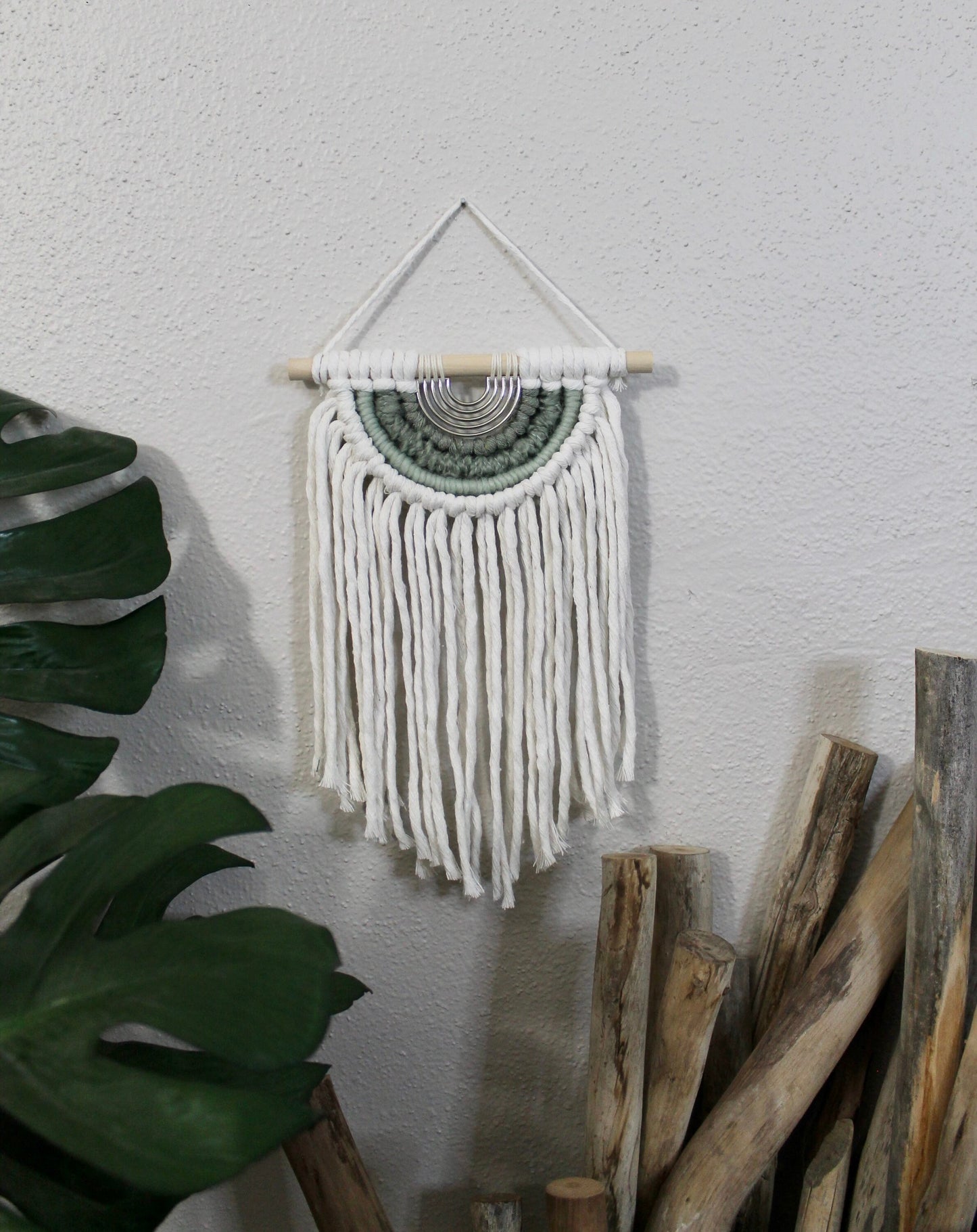 Mini half circle macrame with metal accent | macrame wall hanging | wall art | boho | wall decor | wall tapestry | home decor