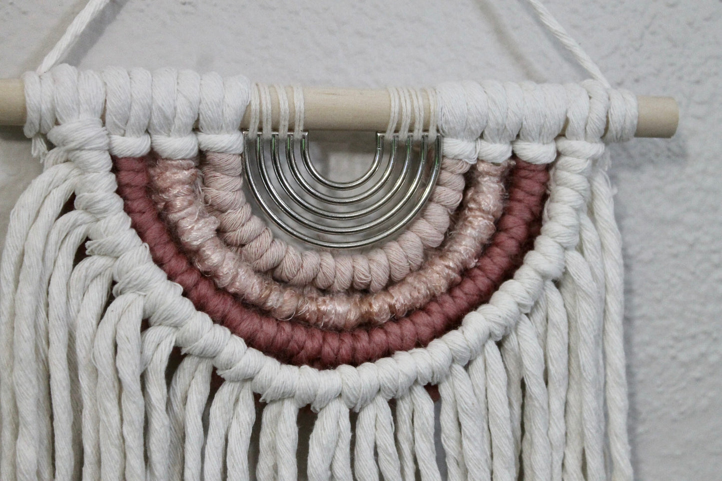 Mini half circle macrame with metal accent | macrame wall hanging | wall art | boho | wall decor | wall tapestry | home decor