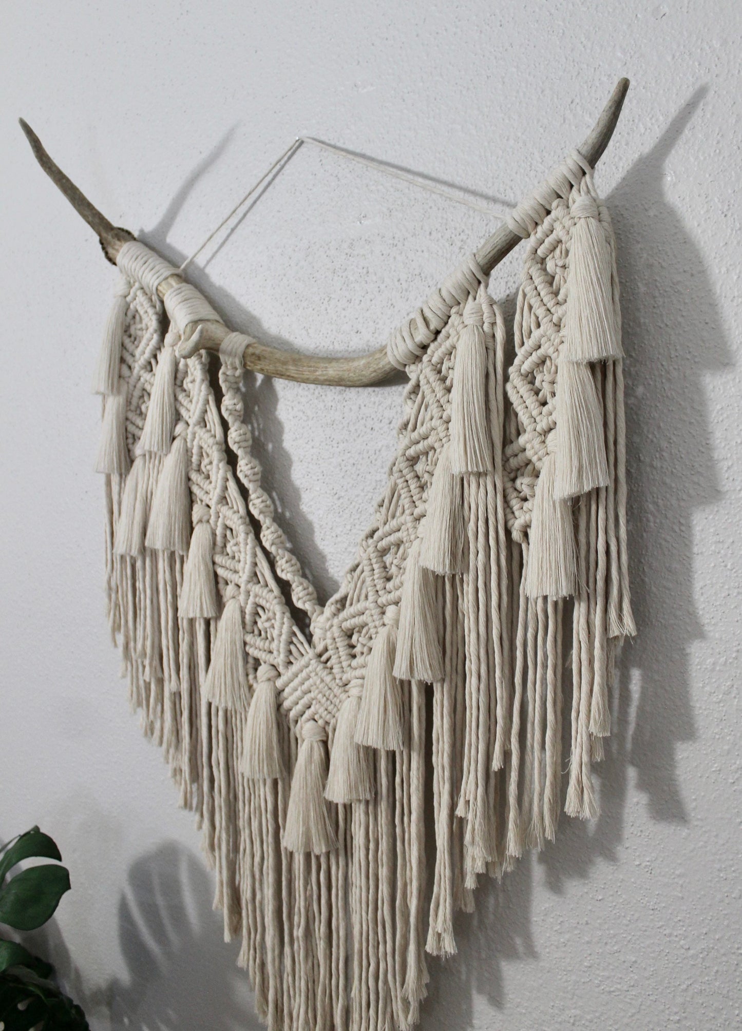 Elk antler macrame wall hanging | wall art | boho | genuine elk antler | wall decor | wall tapestry | home decor
