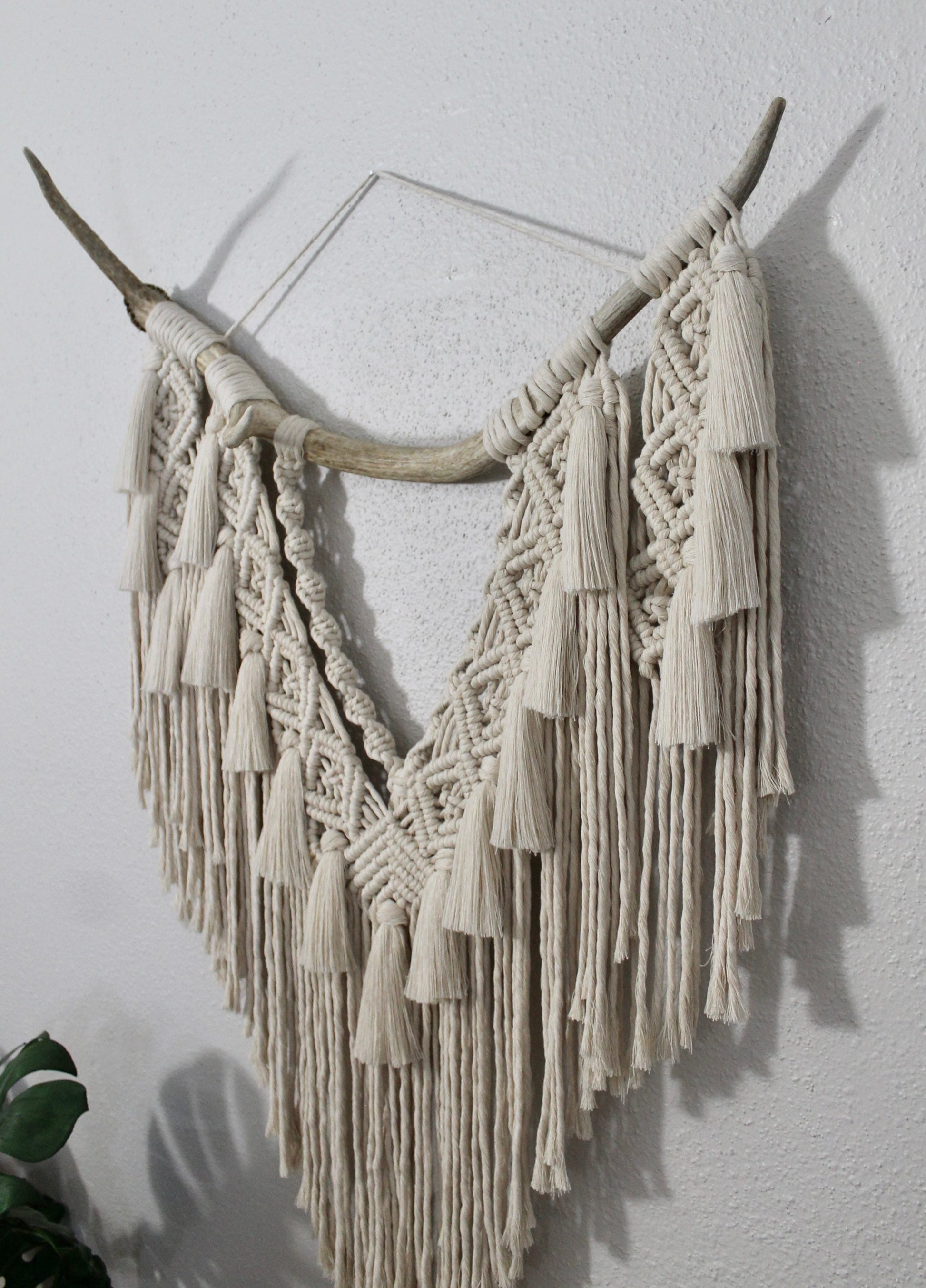 Elk antler macrame wall hanging | wall art | boho | genuine elk antler | wall decor | wall tapestry | home decor