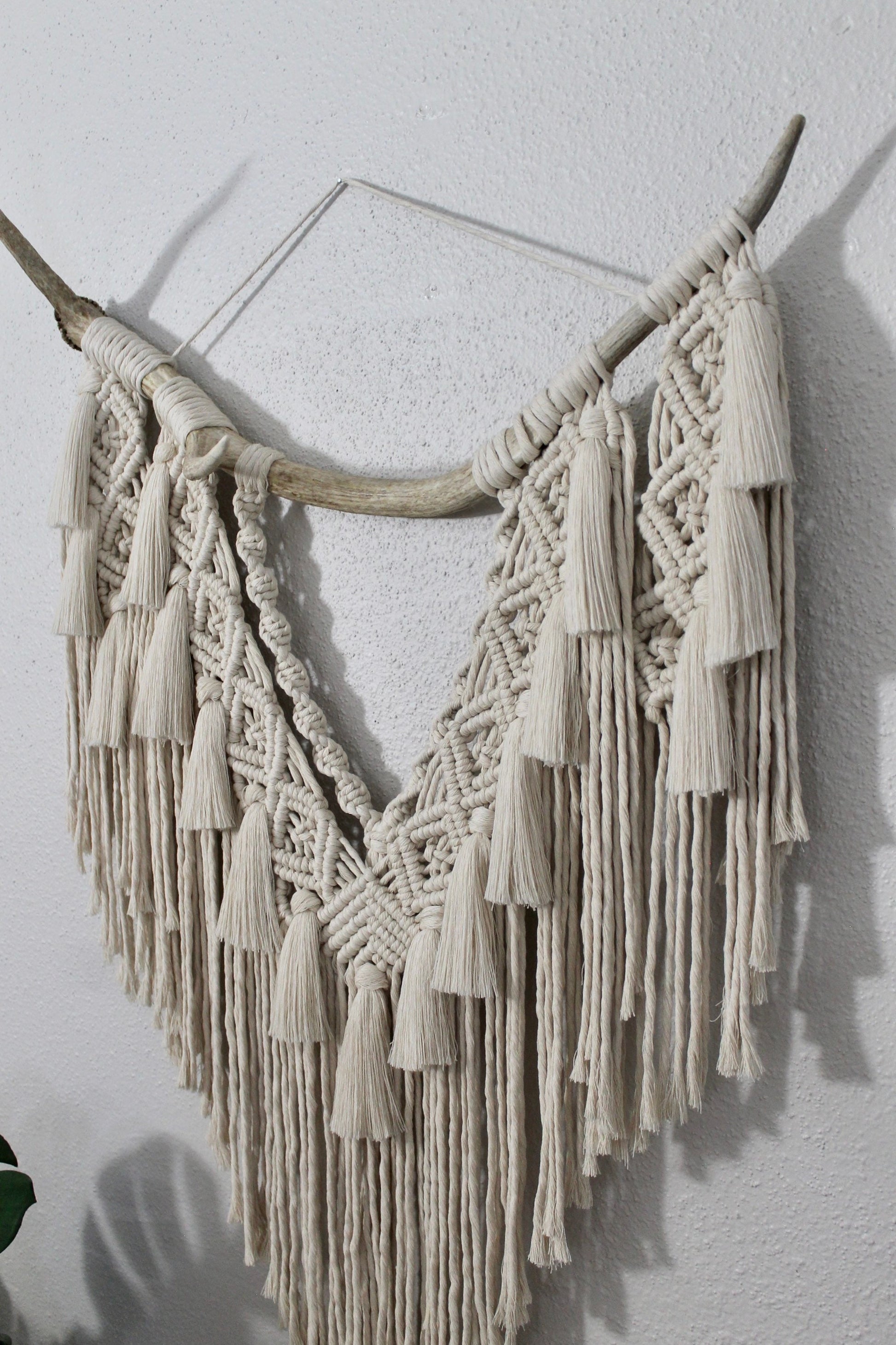 Elk antler macrame wall hanging | wall art | boho | genuine elk antler | wall decor | wall tapestry | home decor
