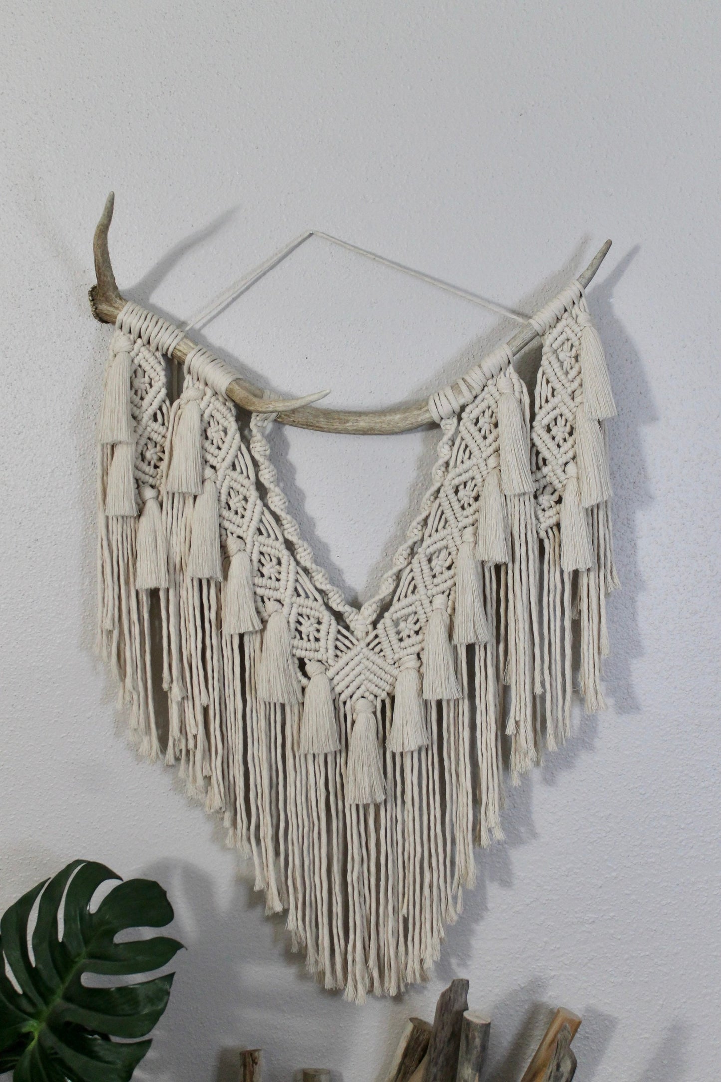 Elk antler macrame wall hanging | wall art | boho | genuine elk antler | wall decor | wall tapestry | home decor