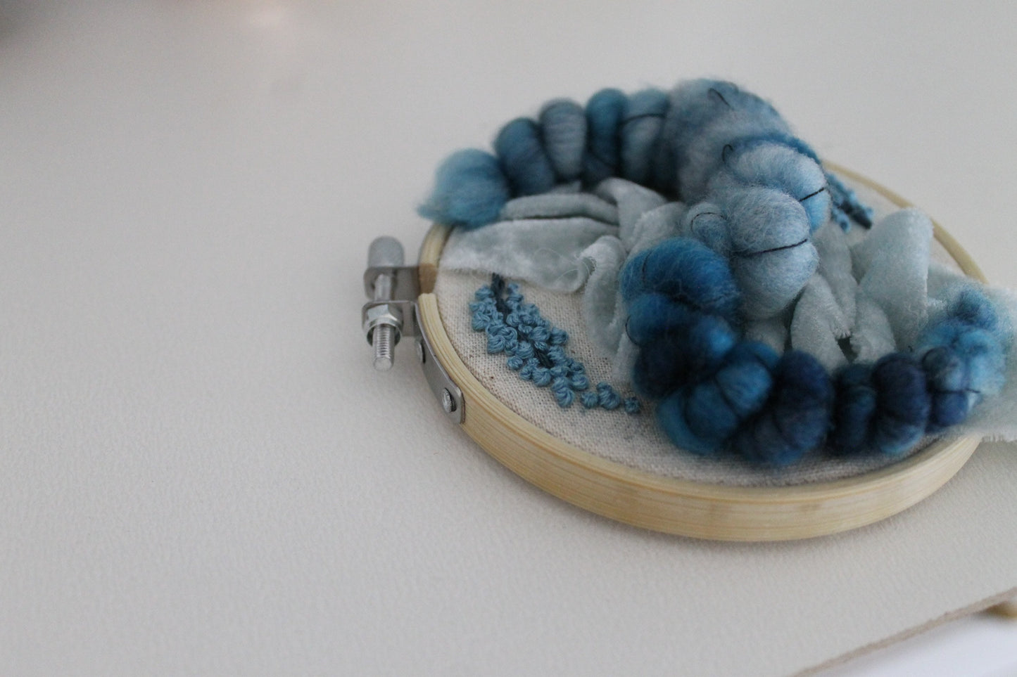 Mini blue embroidery | embroidery hoop | foil embroidery | diy | gift idea | flower embroidery