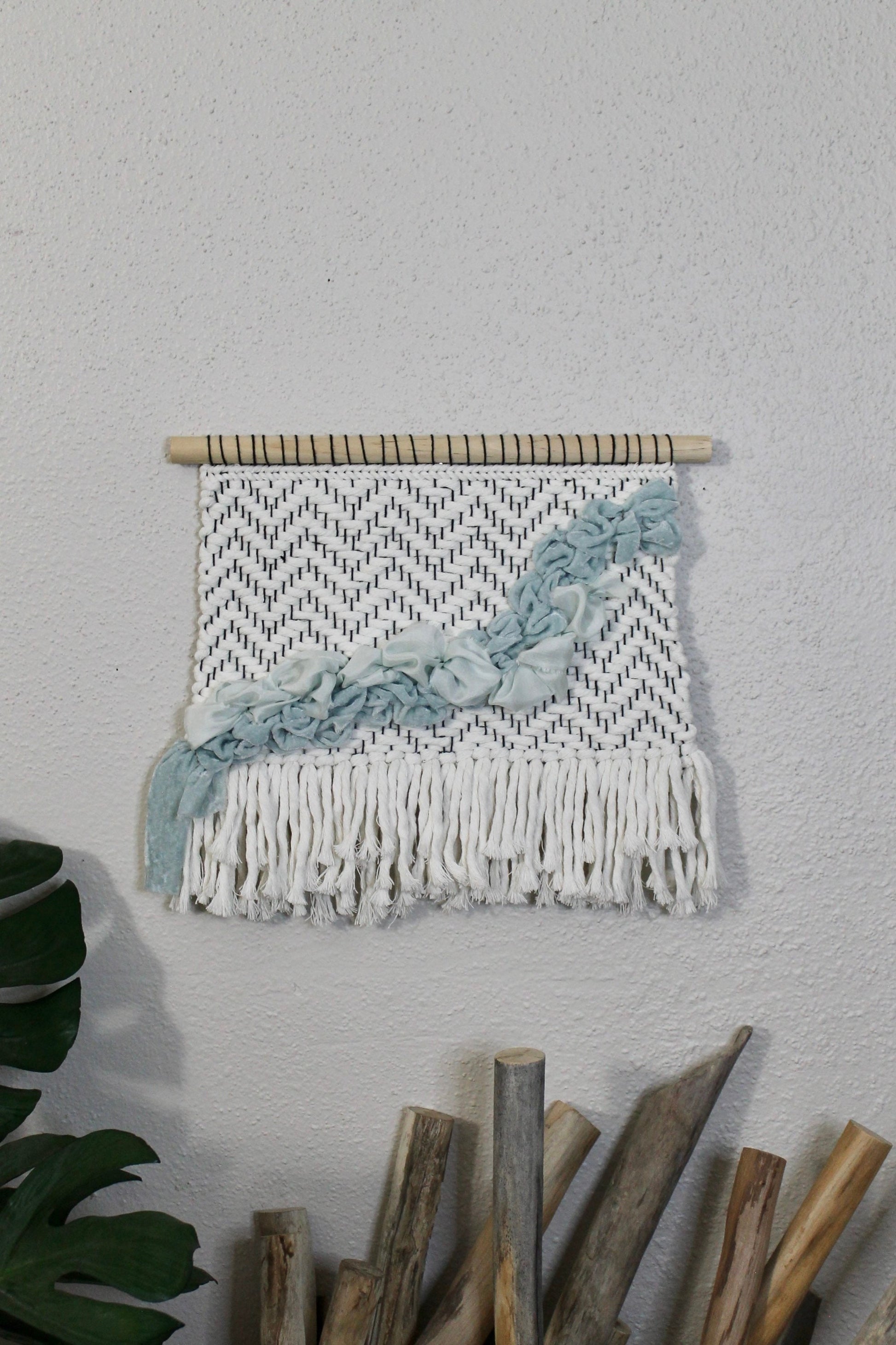 Blue silk woven wall hanging | wall art | weaving | woven tapestry | wall decor | wall tapestry | home decor | tapestry