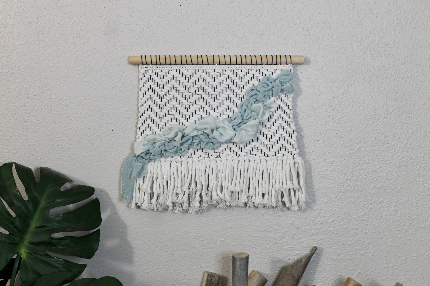 Blue silk woven wall hanging | wall art | weaving | woven tapestry | wall decor | wall tapestry | home decor | tapestry