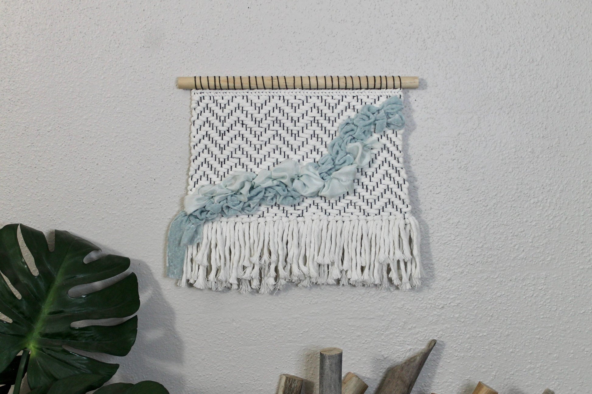 Blue silk woven wall hanging | wall art | weaving | woven tapestry | wall decor | wall tapestry | home decor | tapestry